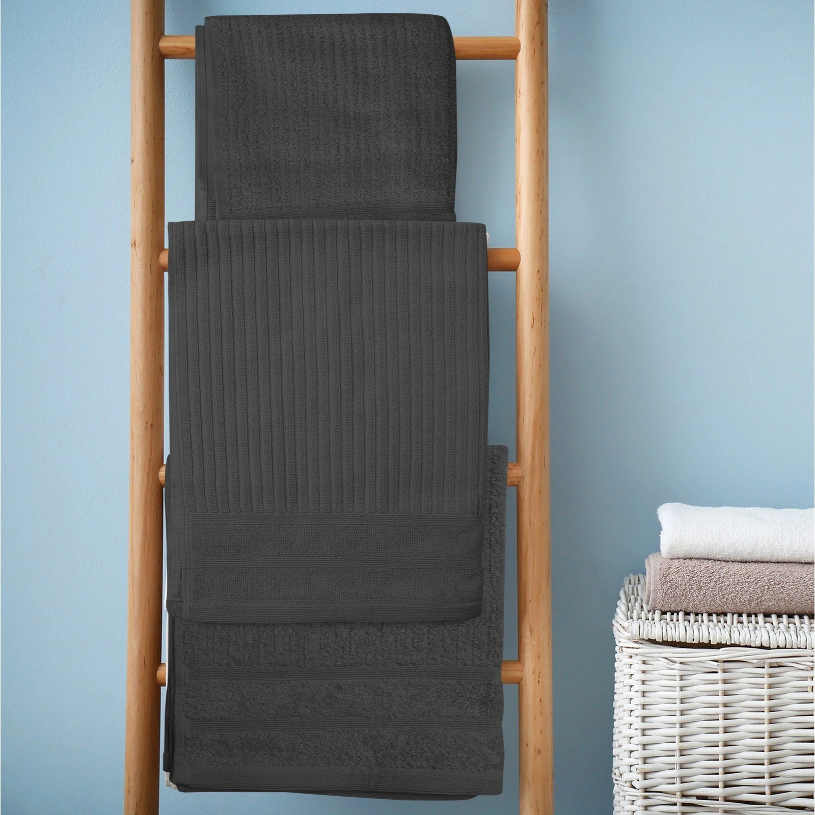 2 Royal Comfort Eden Cotton 600GSM 100% Cotton Luxury Bath Towels Set 8 Piece - Black, 2 of 4