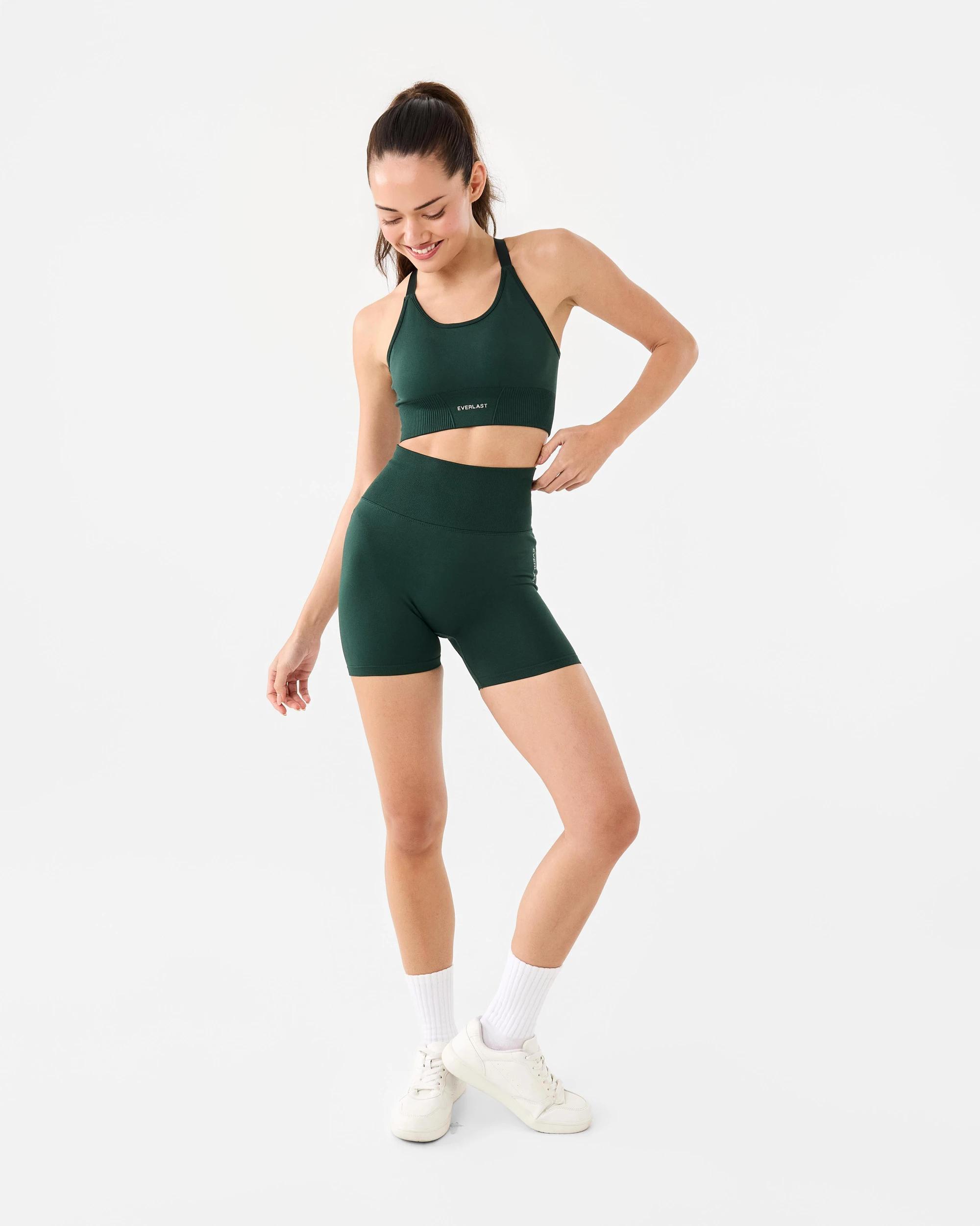 2 Everlast Womens Contour Seamfree Bike Shorts Pine, 2 of 7