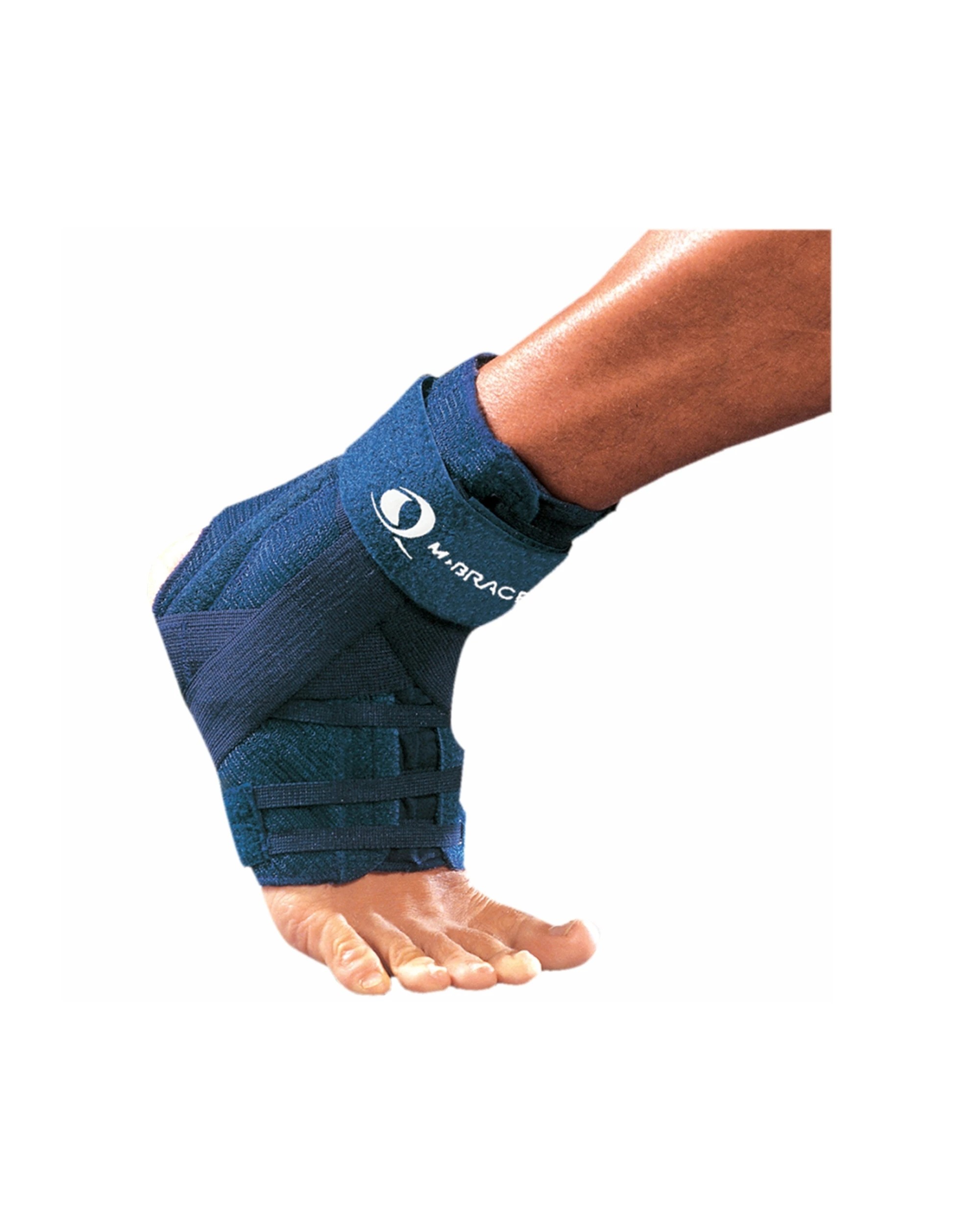 1 M-Brace Laced Ankle Stabilizer Figure 8 Strap Cotton Lining Support Large - Blue, 1 of 7