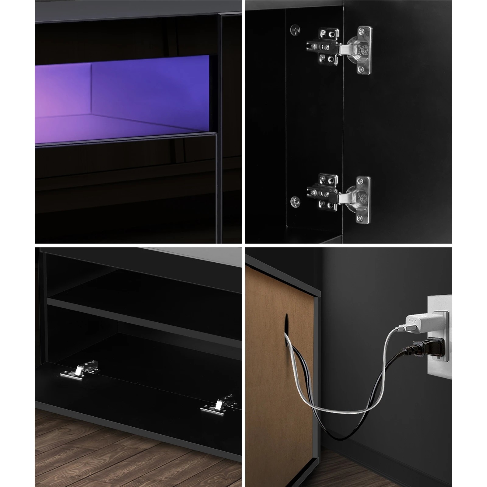6 Oikiture Entertainment Unit Hight Gloss Rgb Led 180cm
 - Black, 6 of 8