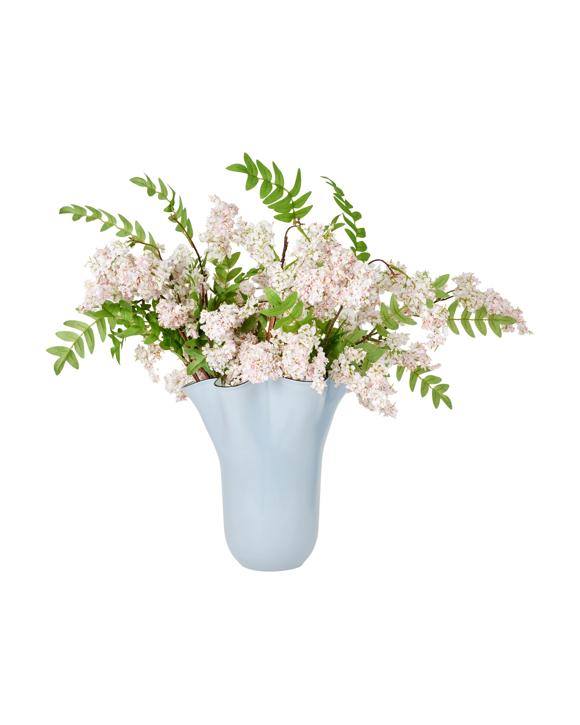 Ruffle Blue Glass Vase