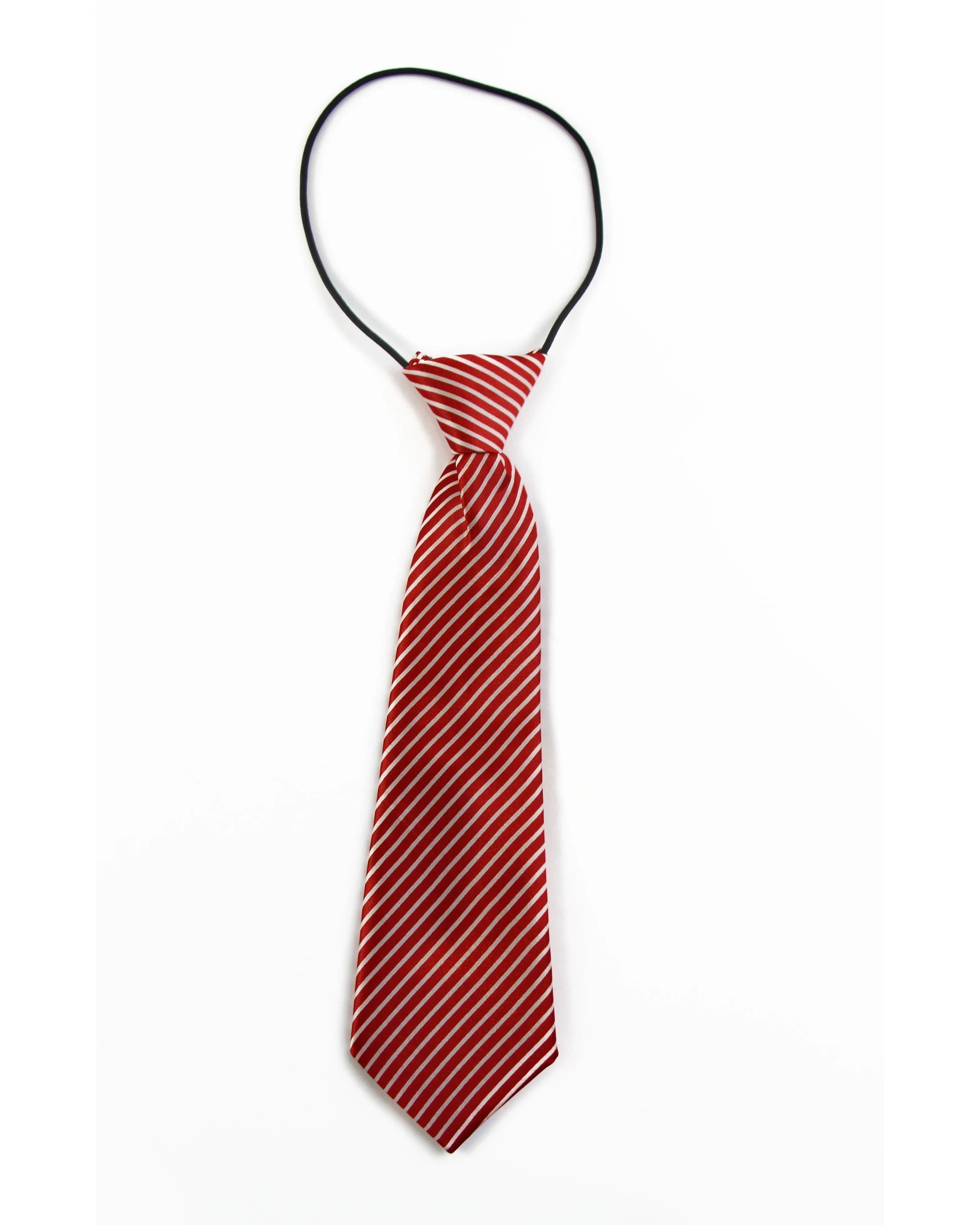 2 Zasel Kids Boys Red Black White Diagonal Patterned Elastic Neck Tie, 2 of 2