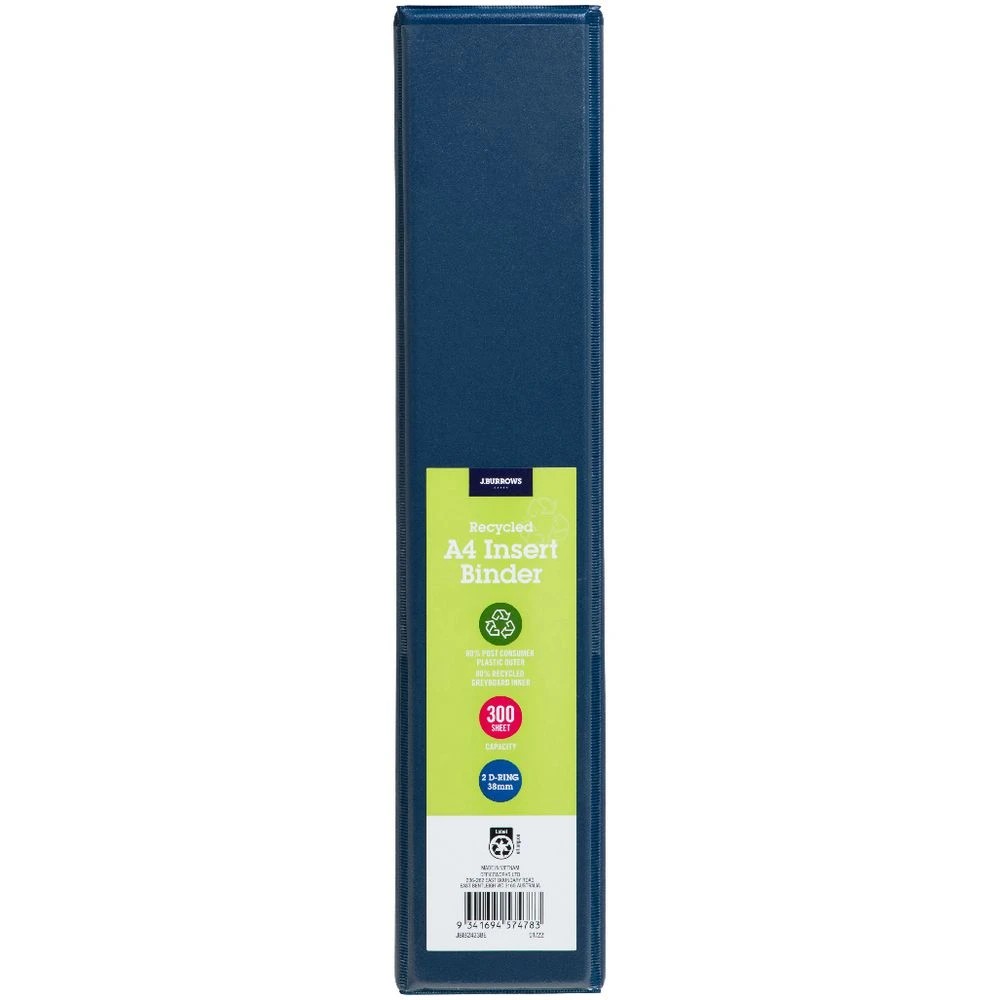 2 J.Burrows Insert Binder A4 2 D-Ring 38mm Blue, 2 of 6