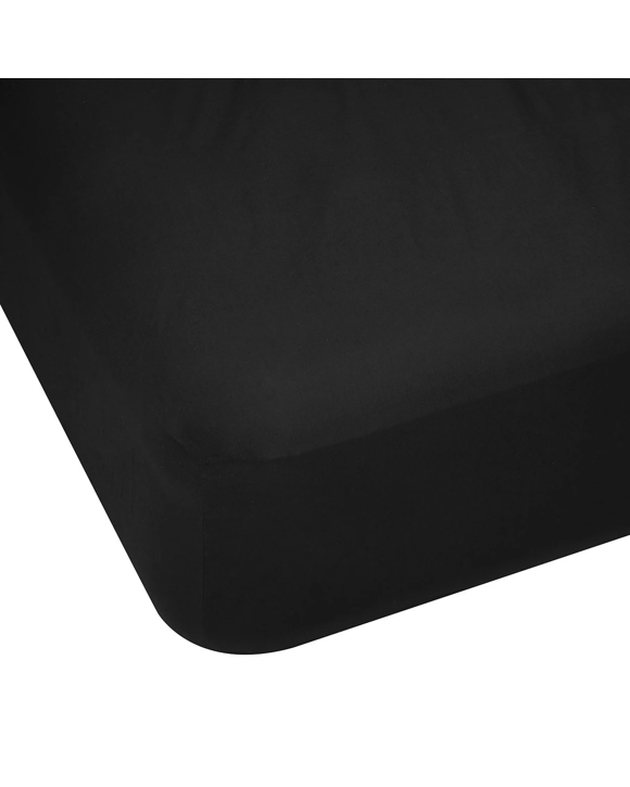 250 Thread Count Cotton Rich Fitted Sheet - Double Bed, Black