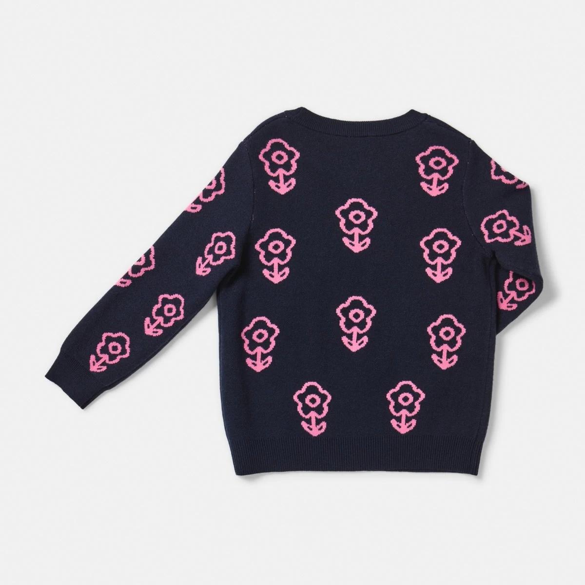 9 Jacquard Knit Jumper Nvy Flower, 9 of 9