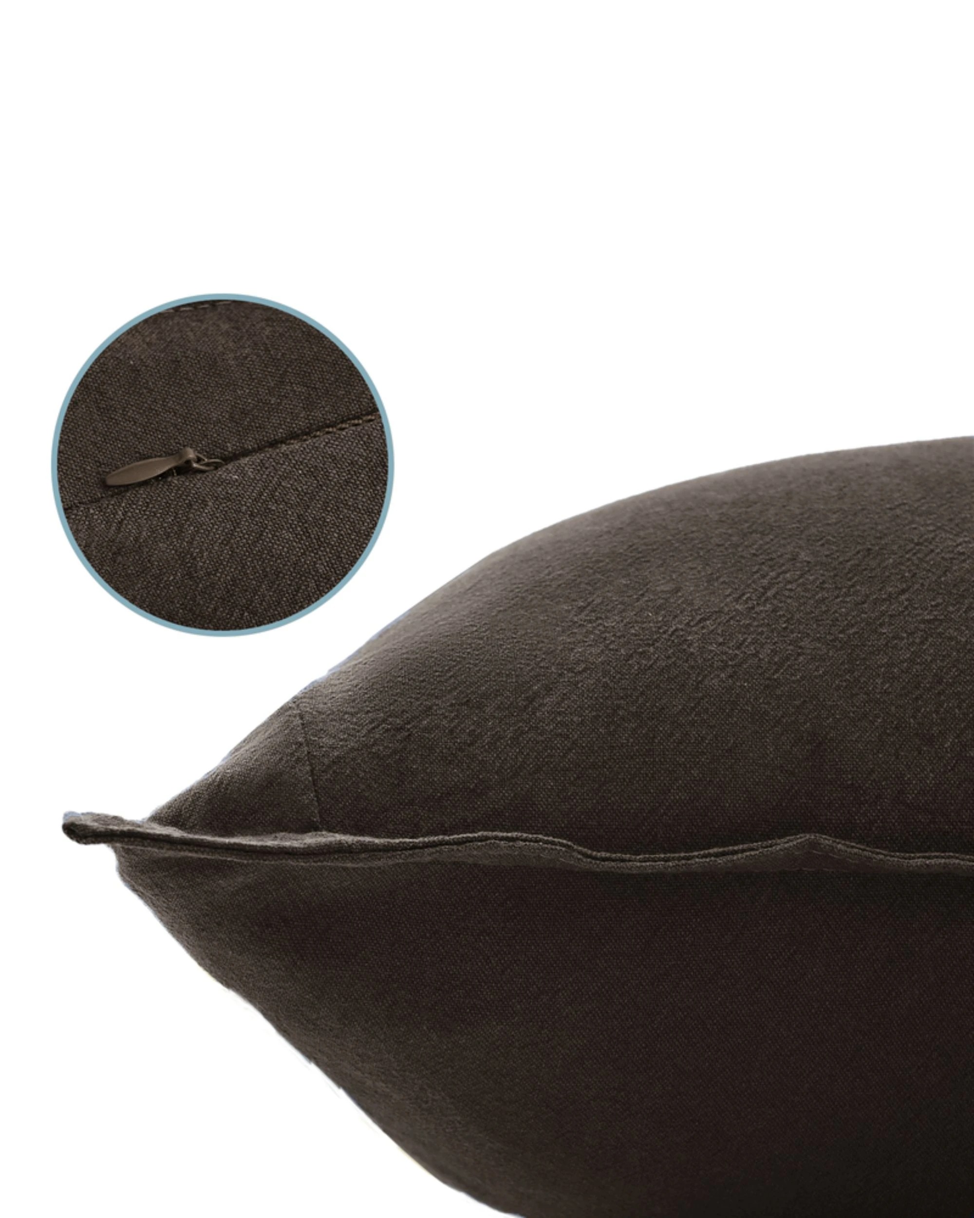 3 Gioia Casa 2-Pack Linen-Cotton Blend European Pillowcases - Dark Brown, 3 of 4