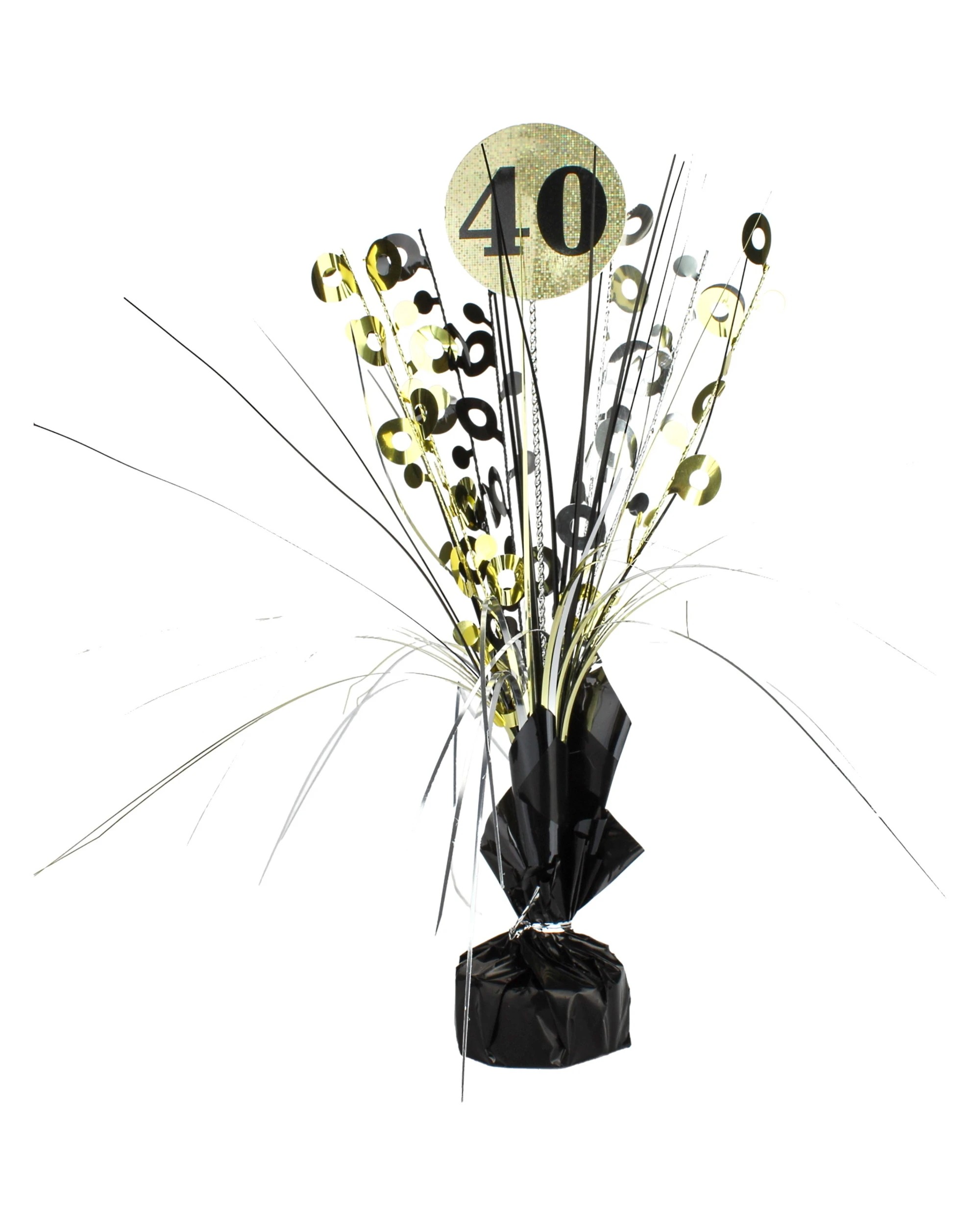 1 Alpen Prismatic 40th Birthday Spray Centrepiece - Black and Gold - Black, 1 of 1