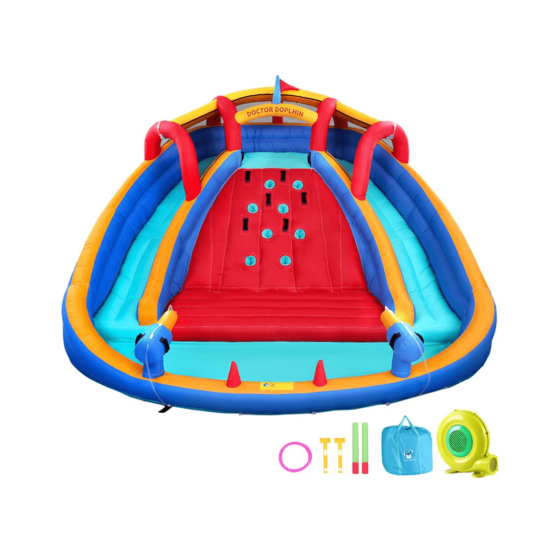 1 Kids Inflatable Pool Water Slide Cannon Splash Park Toss Game 408X386CM - Multi, 1 of 6
