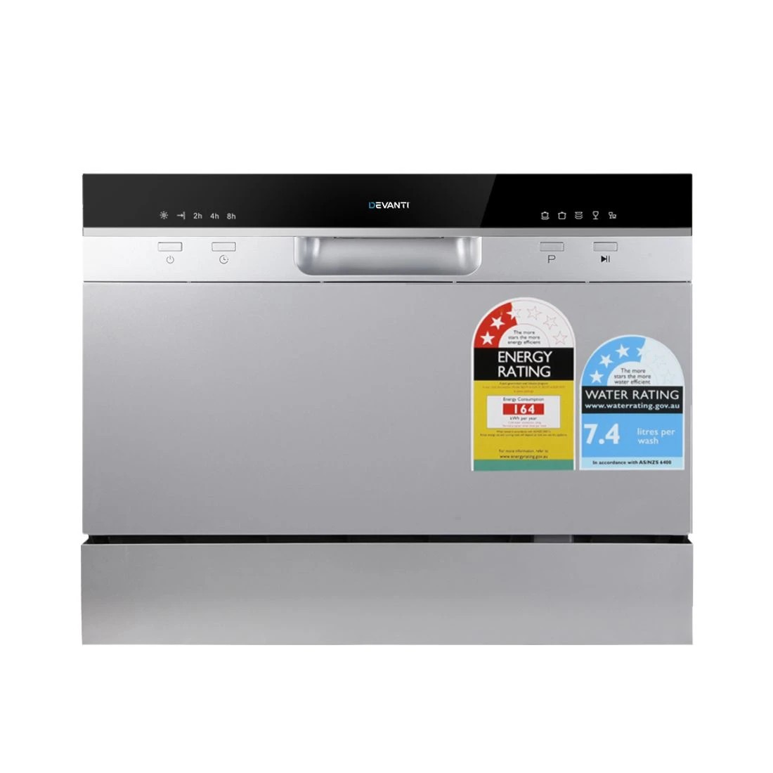 1 Devanti 6 Place Settings Benchtop Dishwasher Countertop Compact Quiet Energy Efficient Quick Wash Easy Install - Silver, 1 of 7