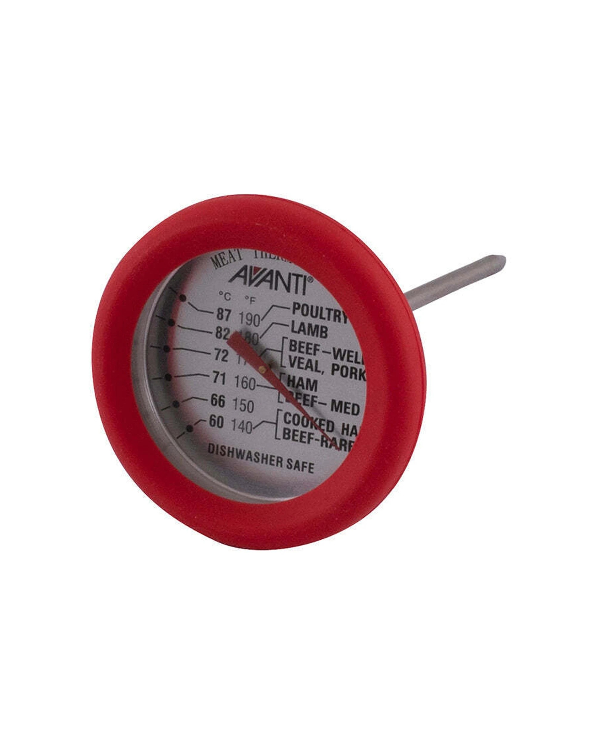 1 Avanti Stainless Steel Meat Thermometer Silicone Surround Vacuum Ins Leakproof - Red, 1 of 1