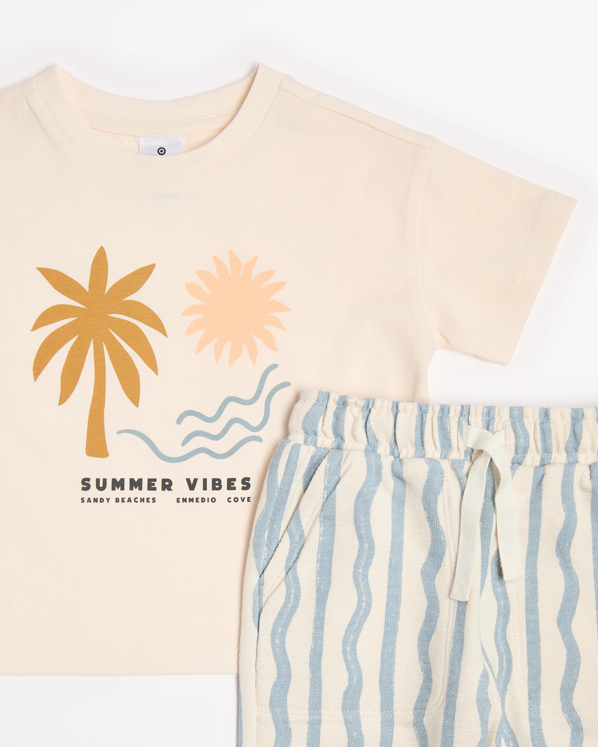 2 Target Baby Boys Organic Cotton Short Sleeve T-shirt & Trackpant 2 Piece Set SUMMER BIBES, 2 of 3