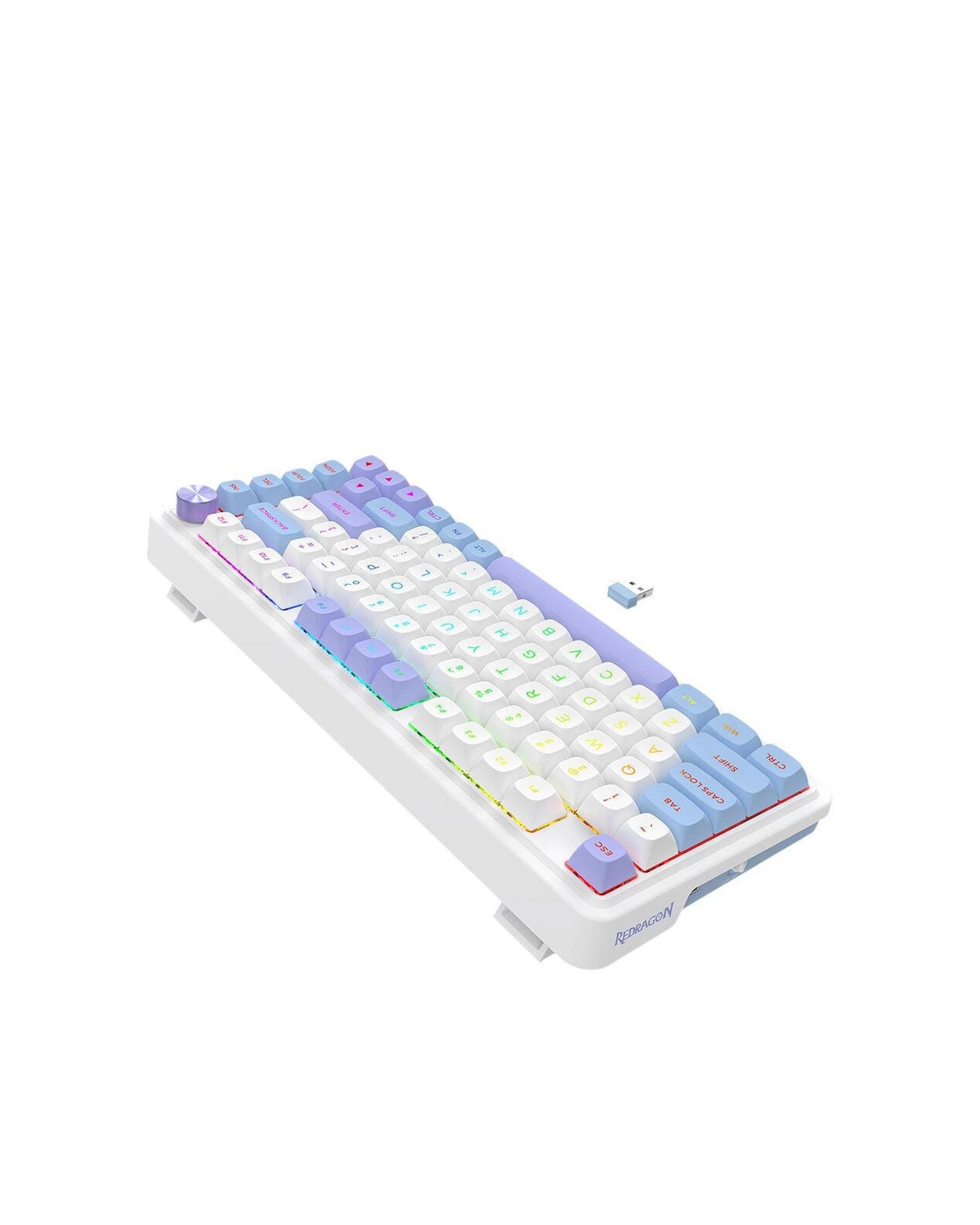 6 Redragon UCAL K673WBP Max WhitePurple 75% Gasket Wireless Mechanical Keyboard, 6 of 9
