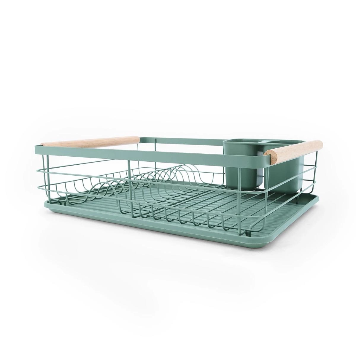 2 Green Wooden Handle Dish Rack, 2 of 9