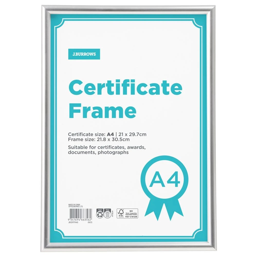 3 A4 Certificate Frame Silver, 3 of 4