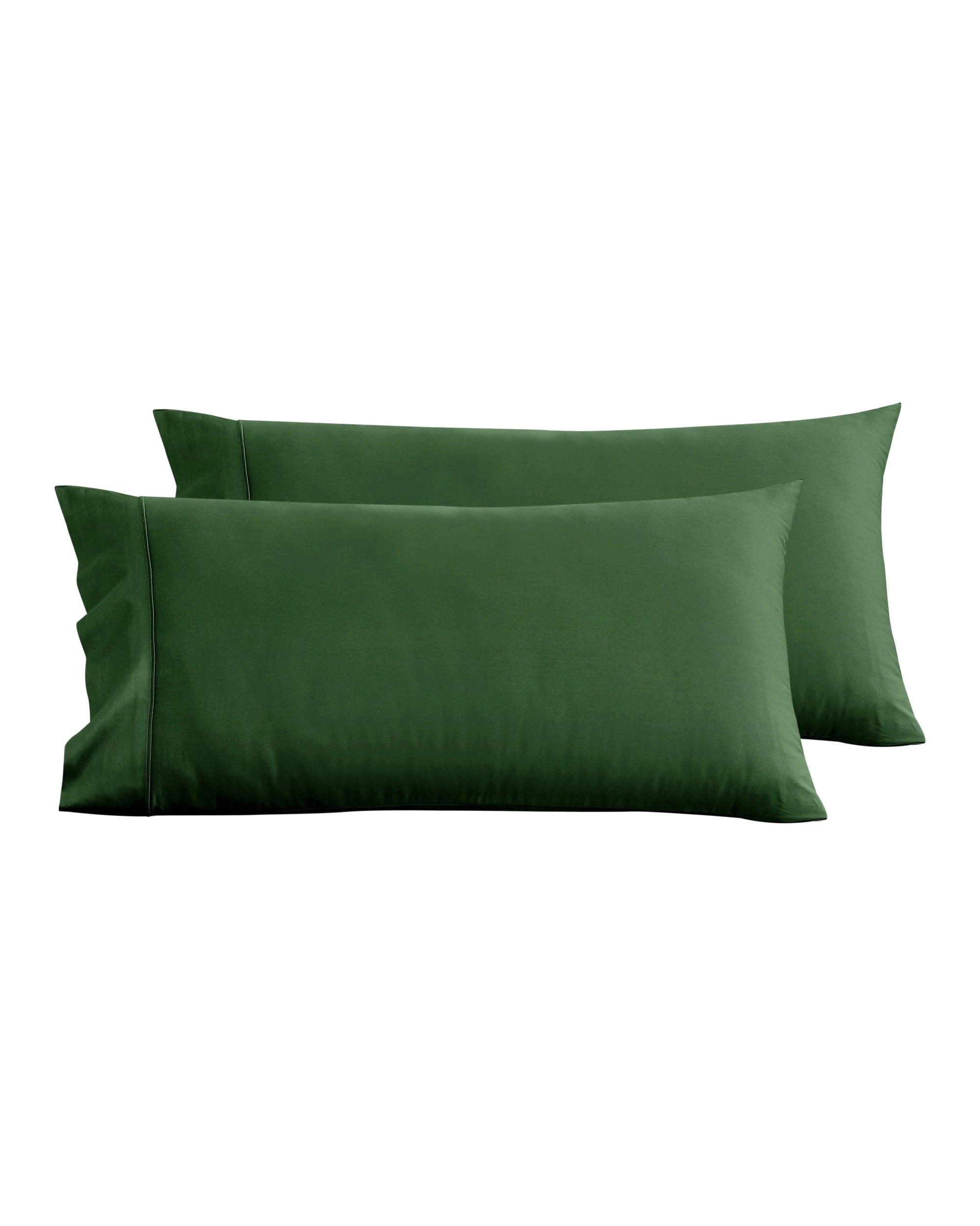 2 Serene 400TC Bamboo Cotton Sateen King Pillowcase Twin Pack - Eden Green, 2 of 3