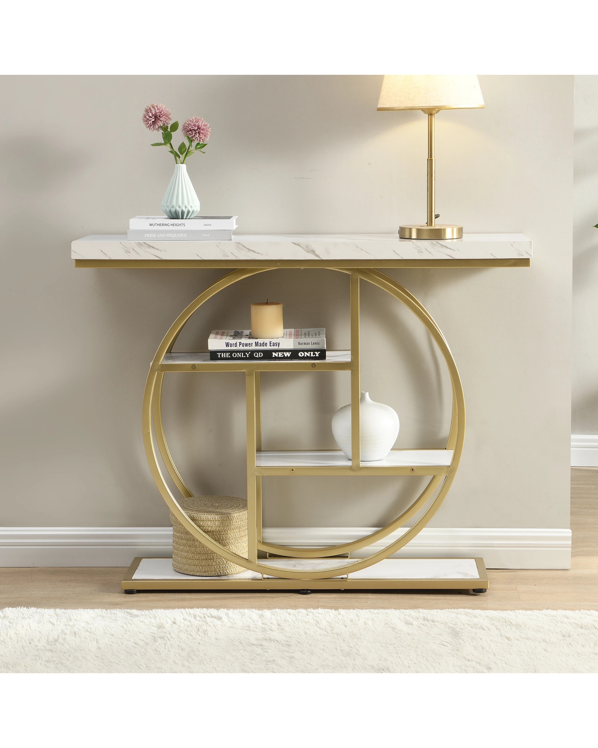 2 IHOMDEC 4-Tier Entryway Console Table - Black, 2 of 10