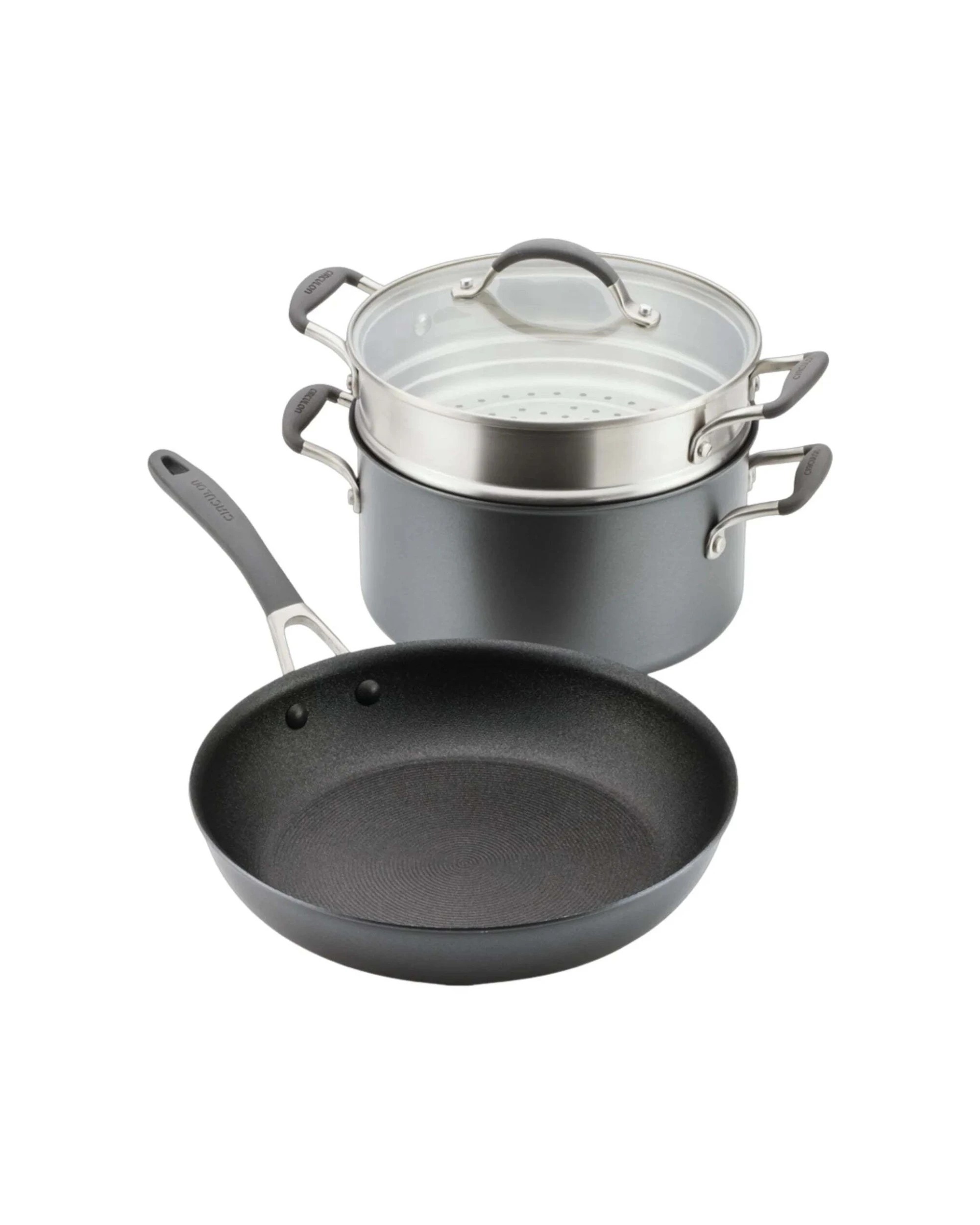 1 Circulon 3pc ScratchDefense A1 Nonstick Induction Cookware Set - Silver, 1 of 2
