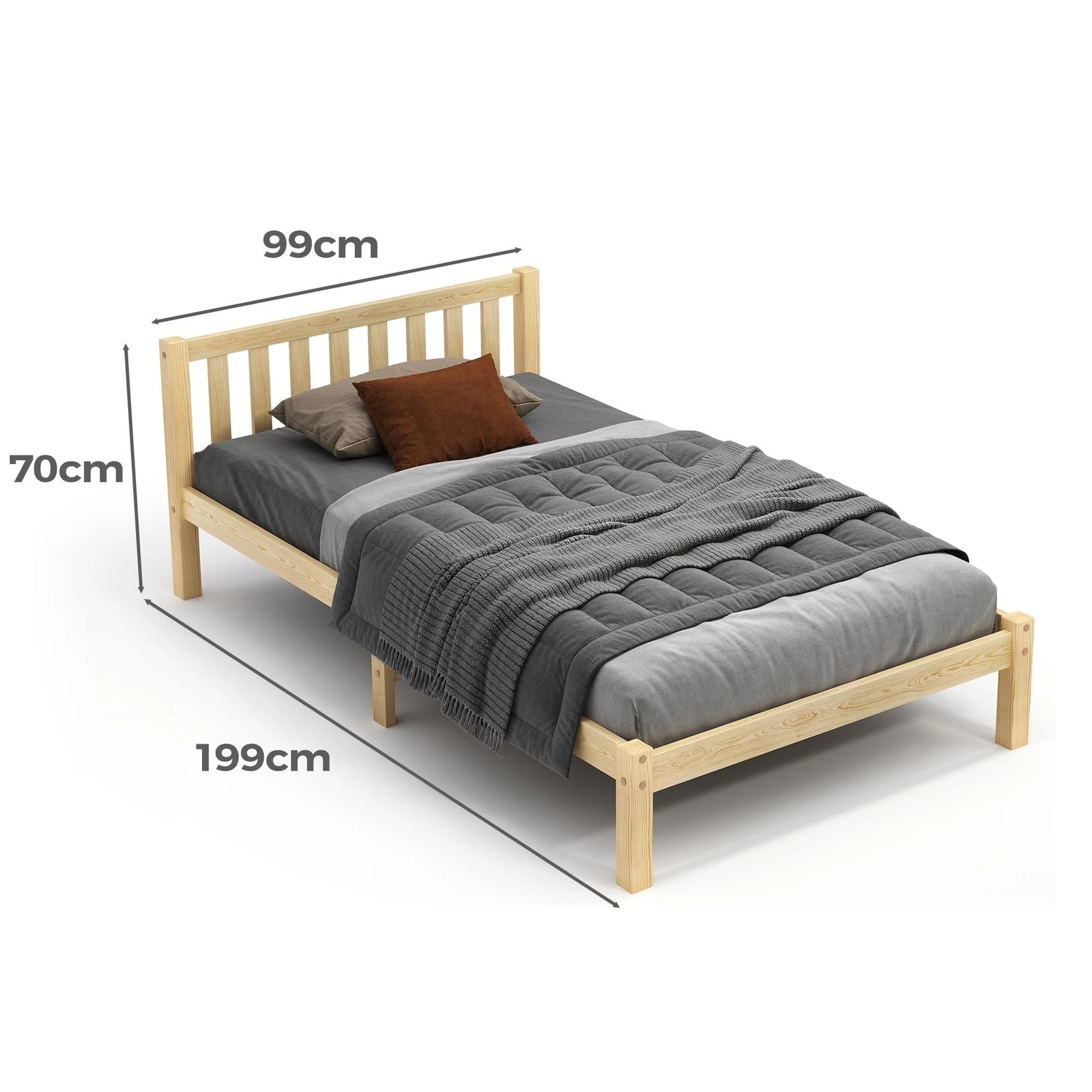 10 Alfordson Bed Frame Wooden Timber Single Size Mattress Base Platform Fenella - Natural, 10 of 10