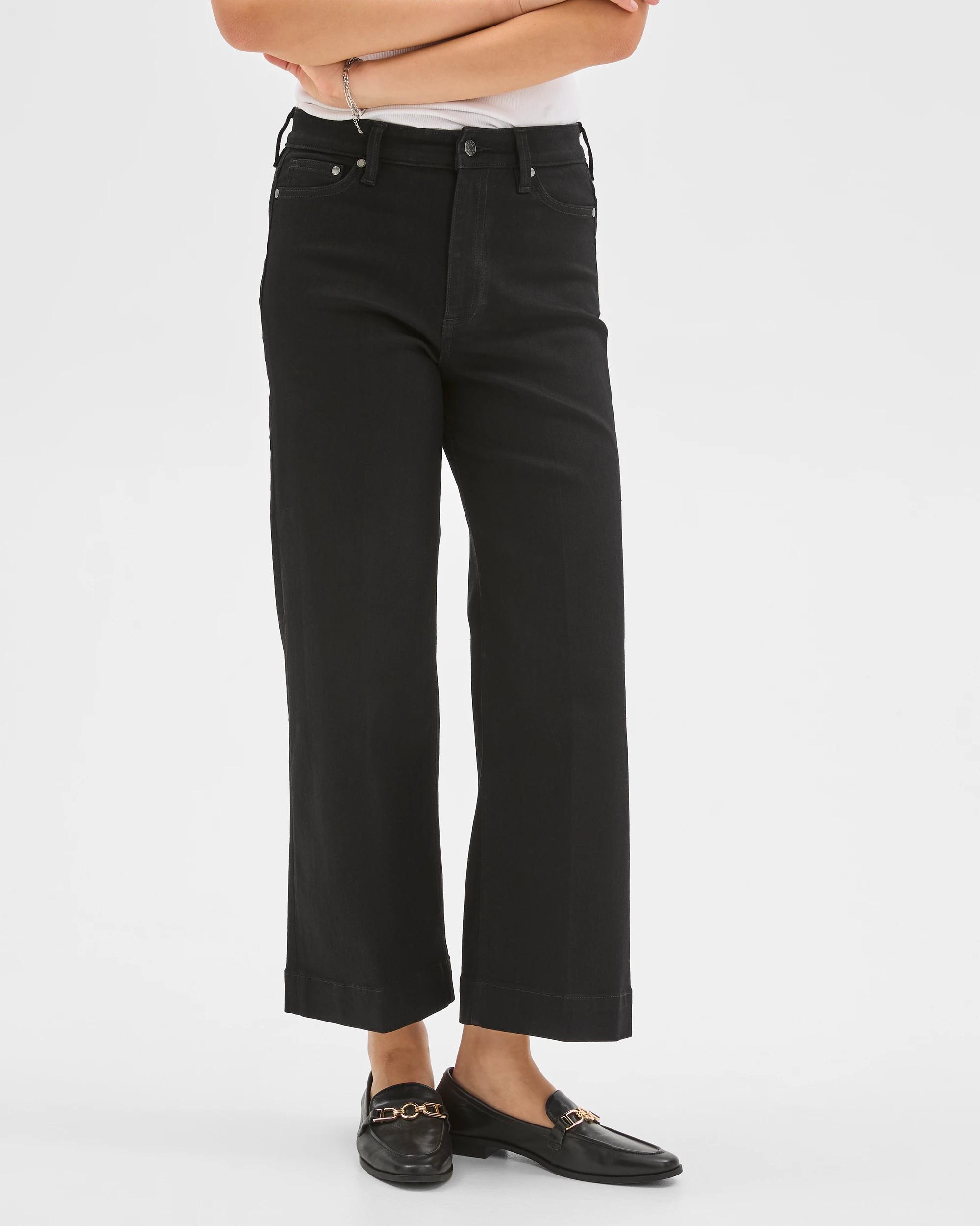 4 Target Denim Kelsey Crop Length Wide Leg Denim Jeans BLACK, 4 of 7