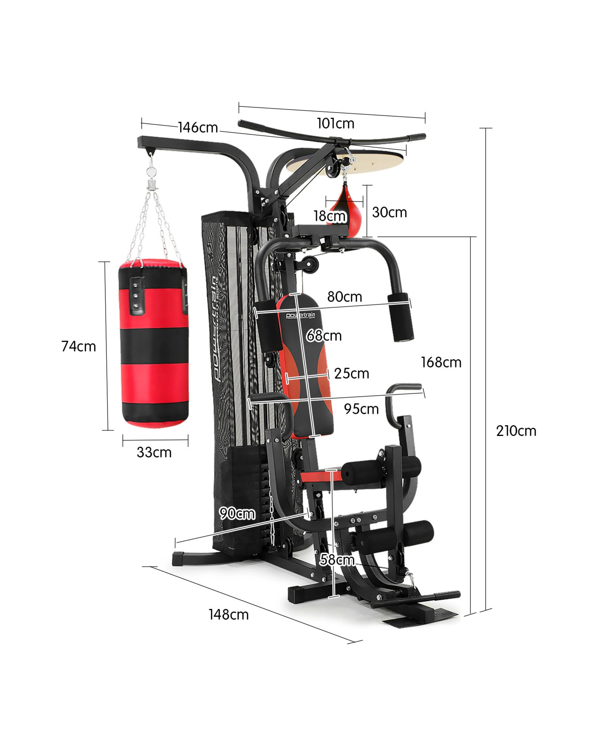 8 Powertrain Sports 4610 Home Gym Multi Station with Punching Bag and Speed Bag - Black, 8 of 10