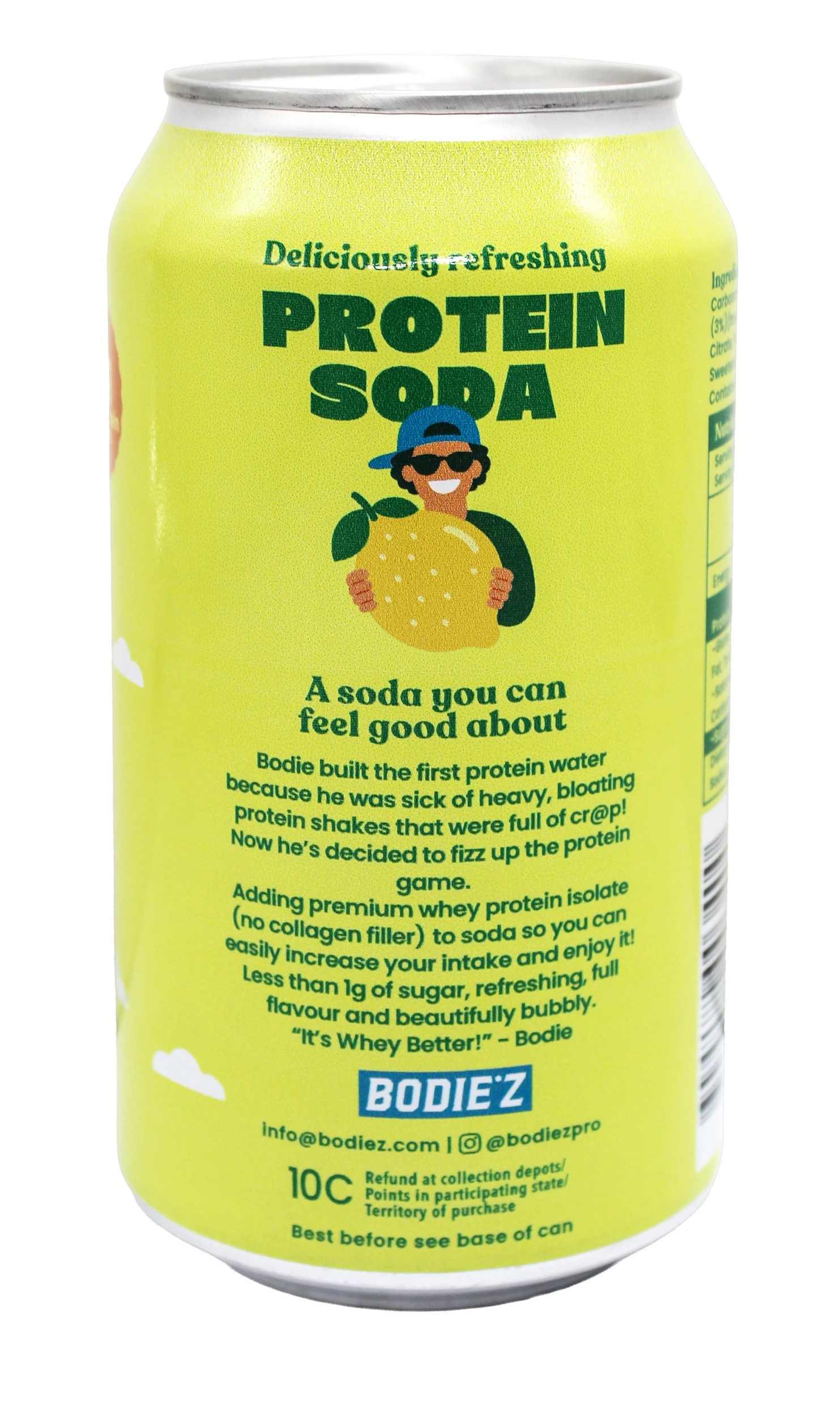 3 Bodiez Protein Soda Lemon Squash Flavour Drink 375ml, 3 of 3
