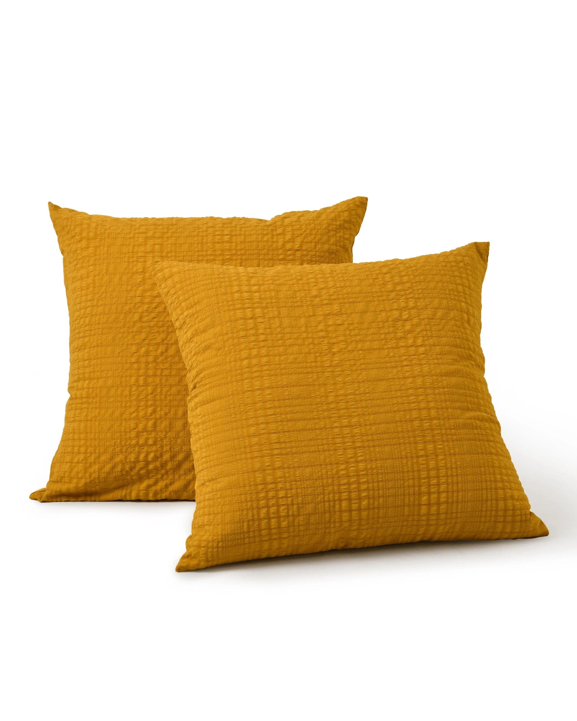 2 Dreamaker Ellis Seersucker European Pillowcase Twin Pack - Mustard, 2 of 3