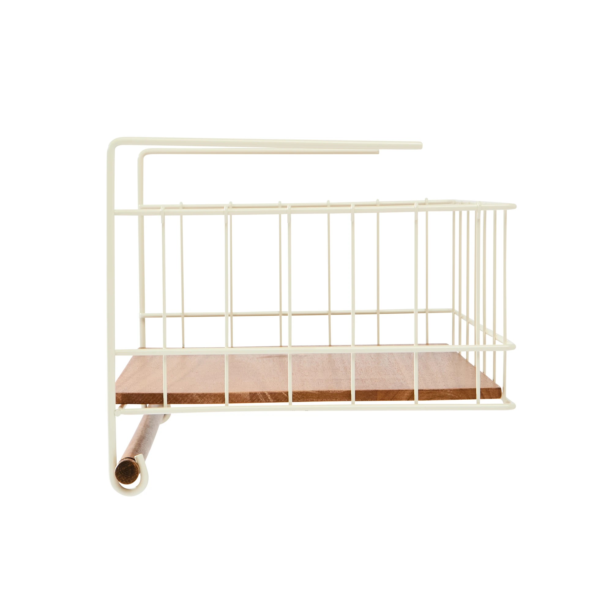 5 Off White and Acacia Undershelf Basket, 5 of 6