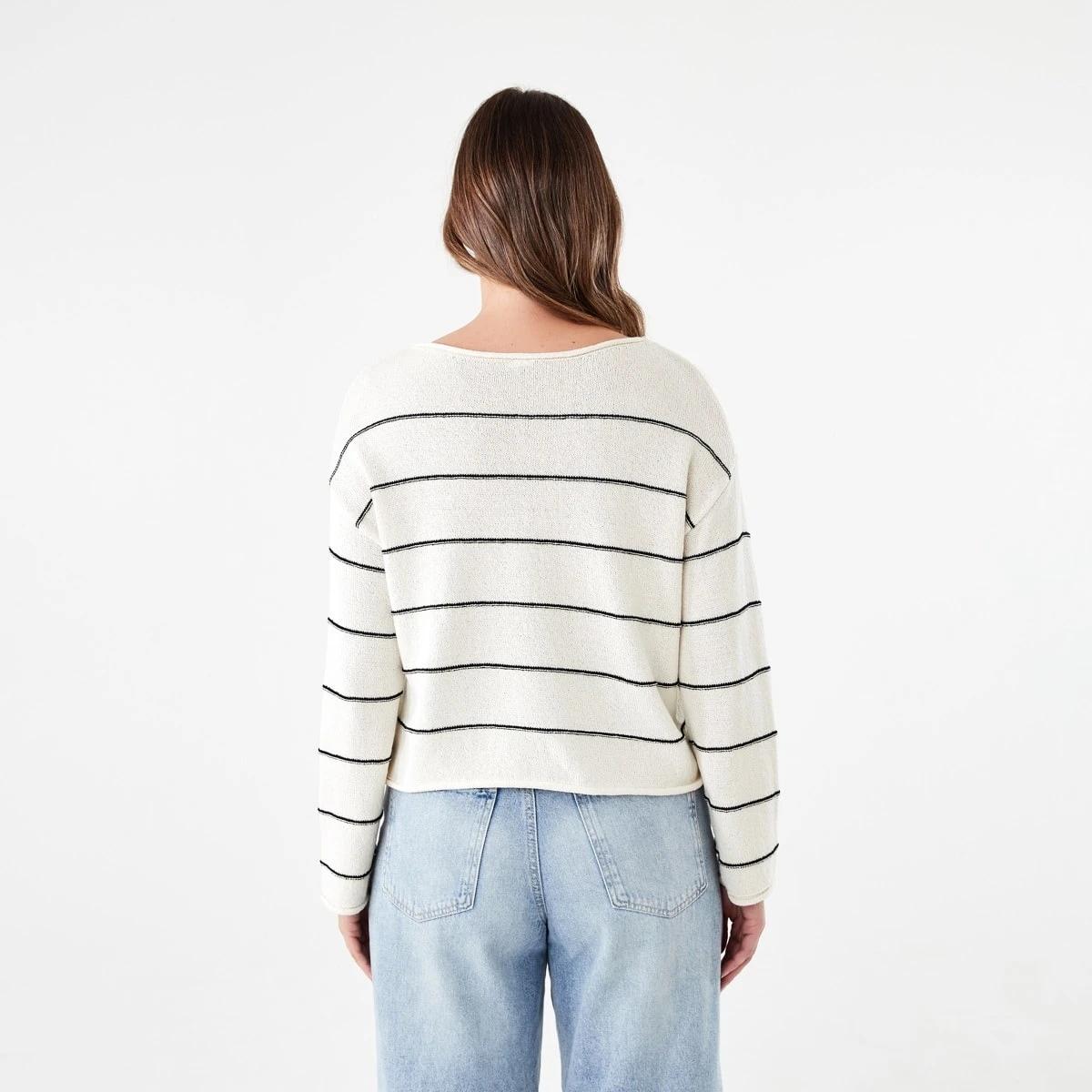 3 Boat Neck Pullover FINE STRIPE NATURAL BEIGE, 3 of 5