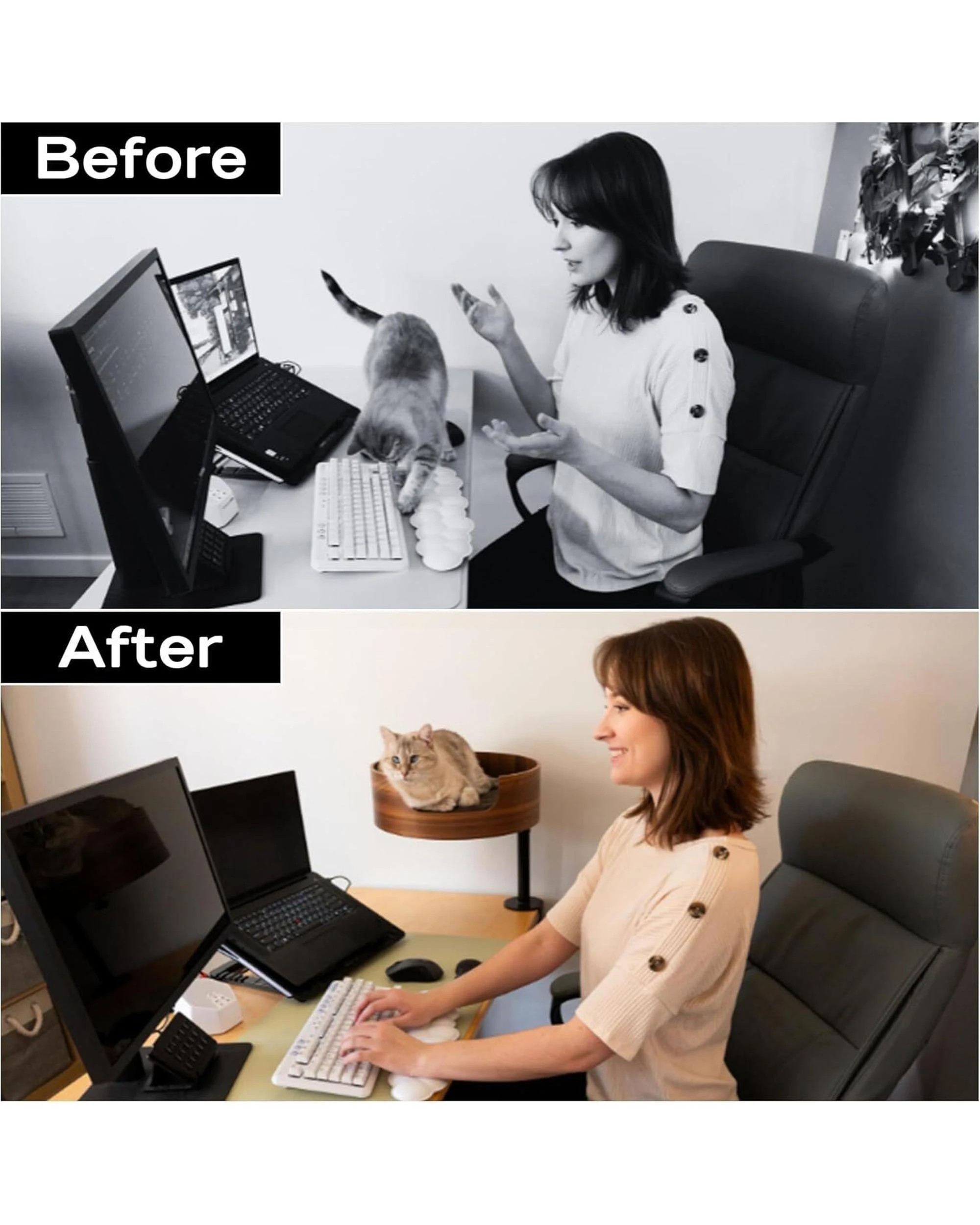 5 Desk Nest Cat Bed Space-Saving Elevated Bed for Cats Walnut - Brown, 5 of 9