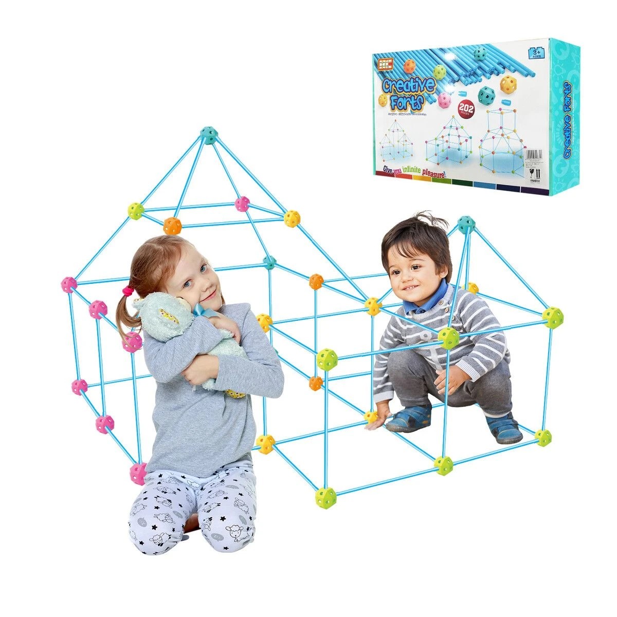5 AUSWAY DIY Fort Building Kit 202pcs Construction Builder Castle, 5 of 5