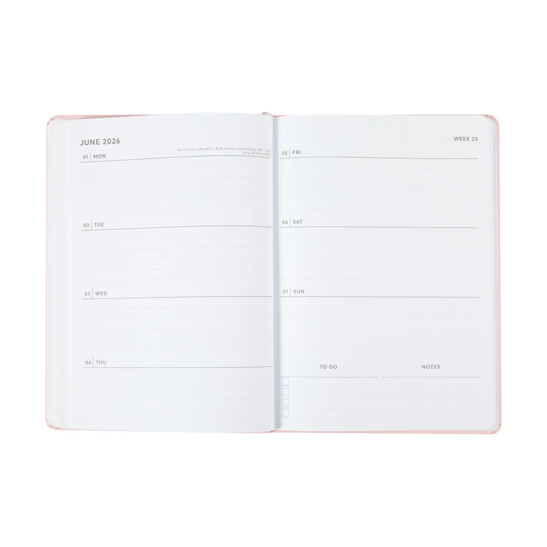 2 2026 Weekly Diary - Pink, 2 of 8