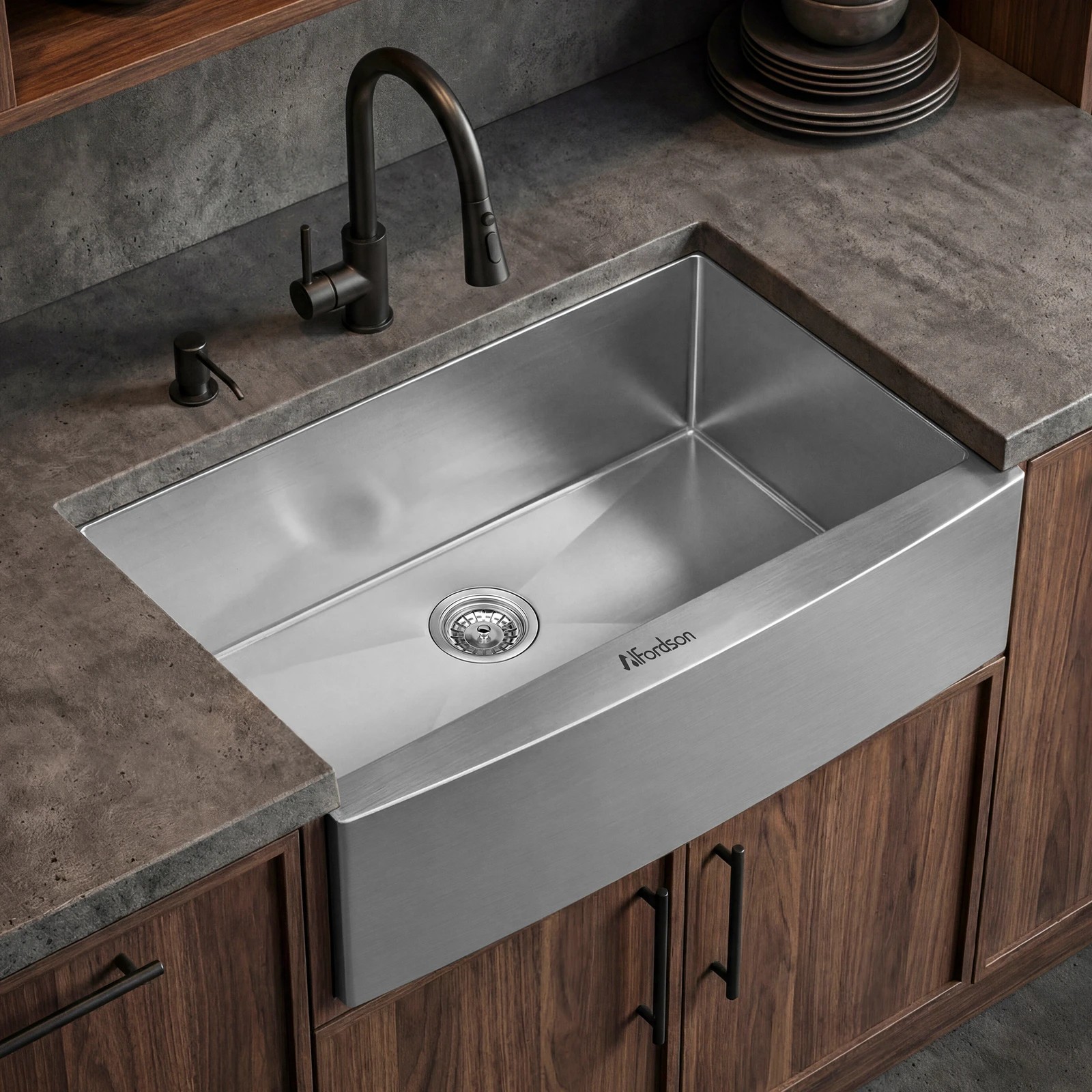 4 Alfordson Farmhouse Kitchen Sink 81x50cm Stainless Steel Basin Single Bowl - Silver, 4 of 9