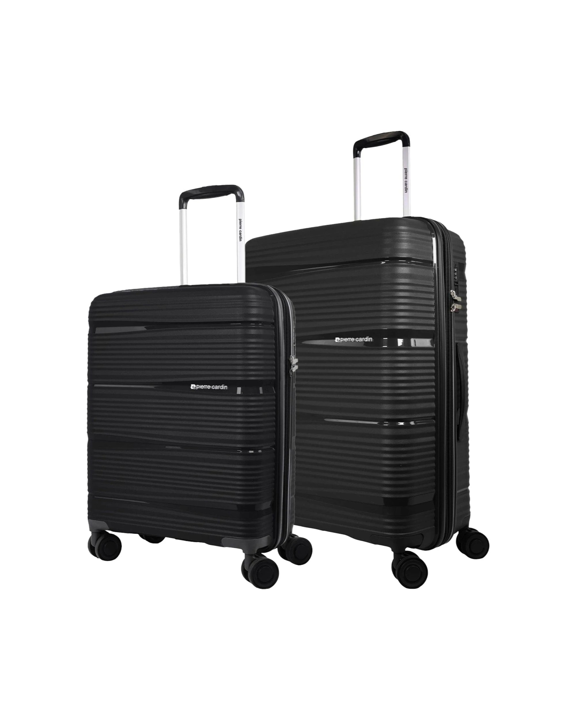 1 Pierre Cardin 2pc Polypropolene (PP) Medium & Cabin Luggage Suitcase Set - Black, 1 of 7