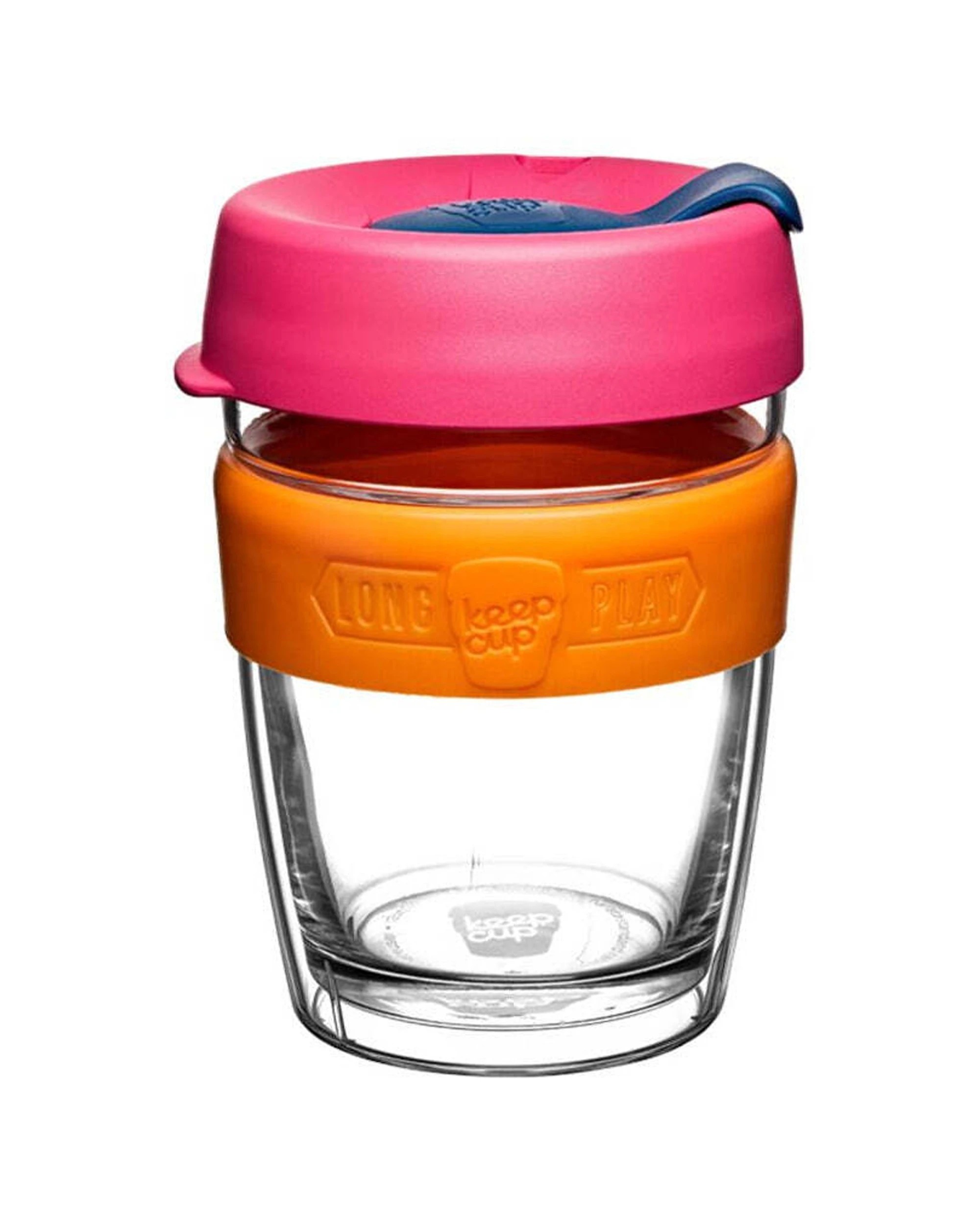 2 Keepcup Longplay Reusable Tempered Glass Coffee Cup 340ml Silicone Band, 2 of 3
