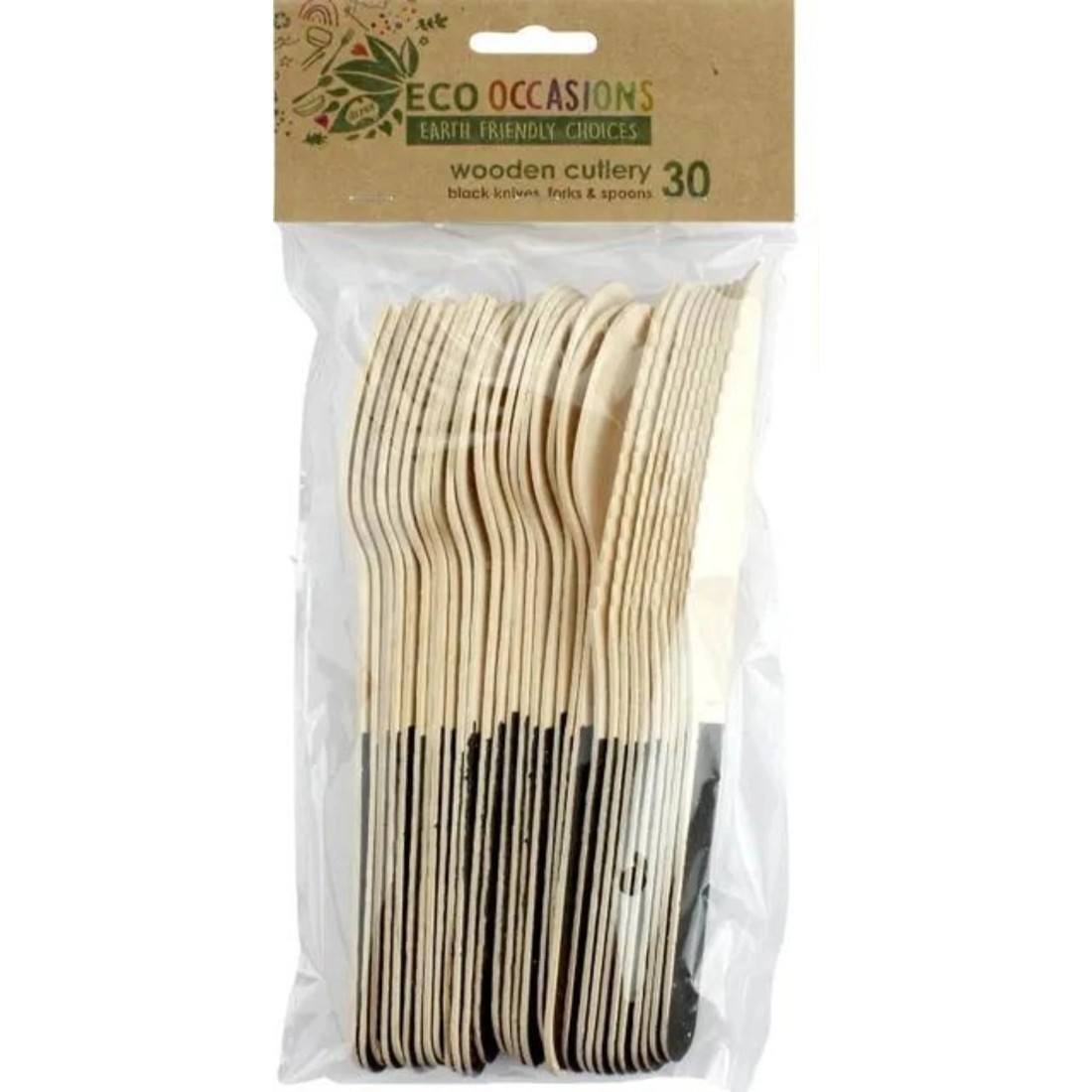 2 Alpen Wooden Dipped Cutlery Set Black (30 Piece), 2 of 2