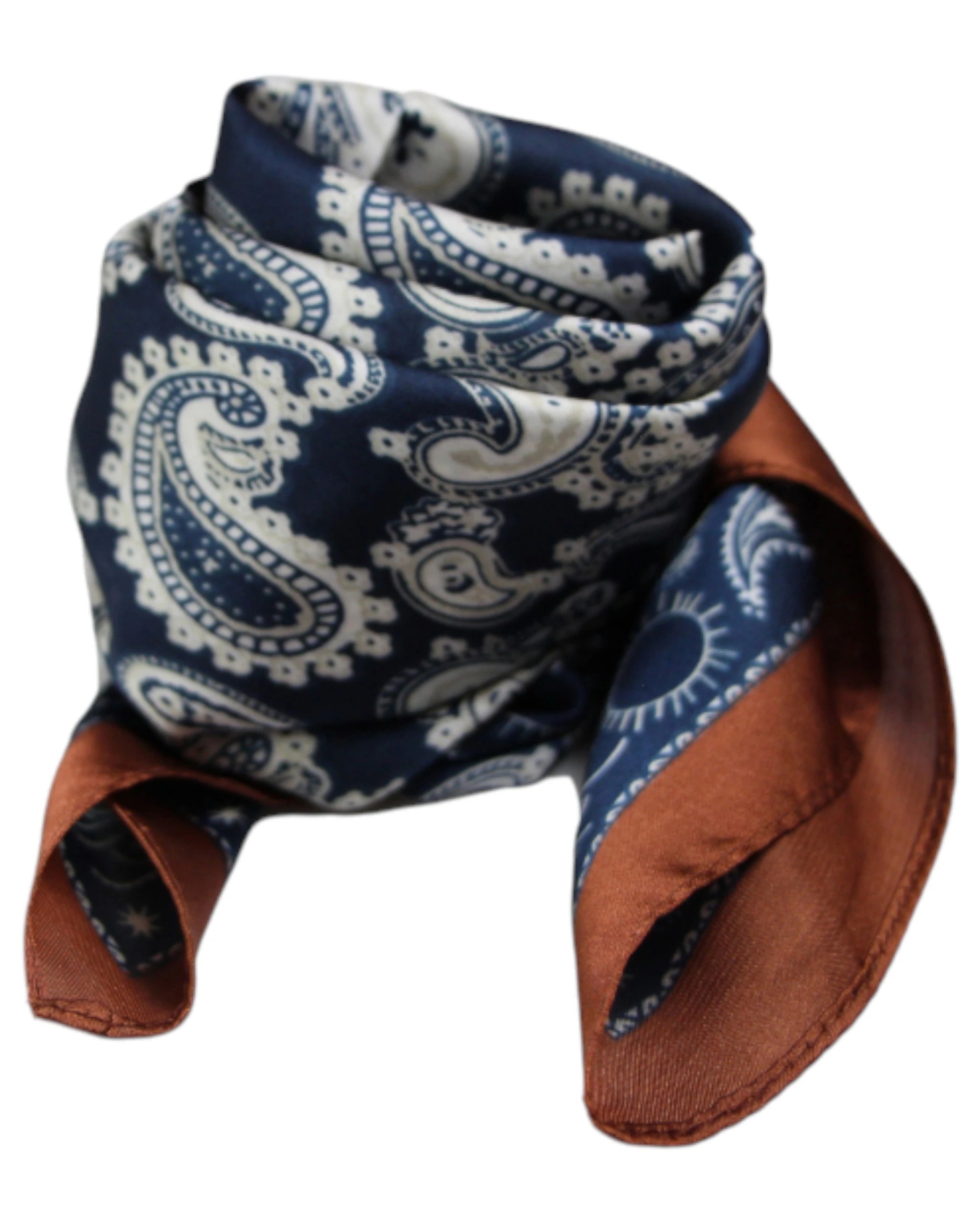 2 Zasel Womens Navy & Copper Paisley Silk Feel Soft Neck Scarf - Multi, 2 of 2