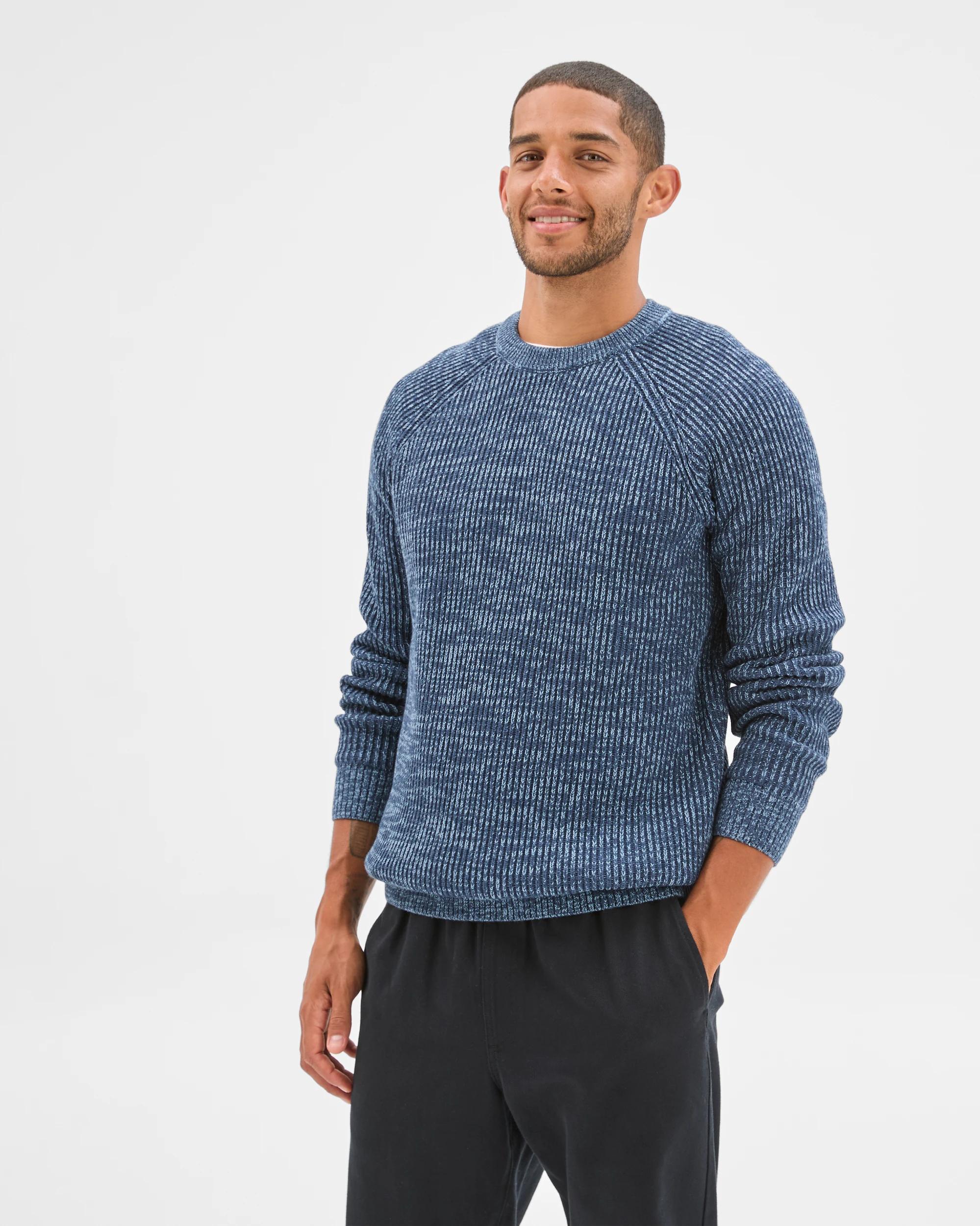 3 Target Man Australian Cotton Fisherman Knit Jumper BLUE, 3 of 7