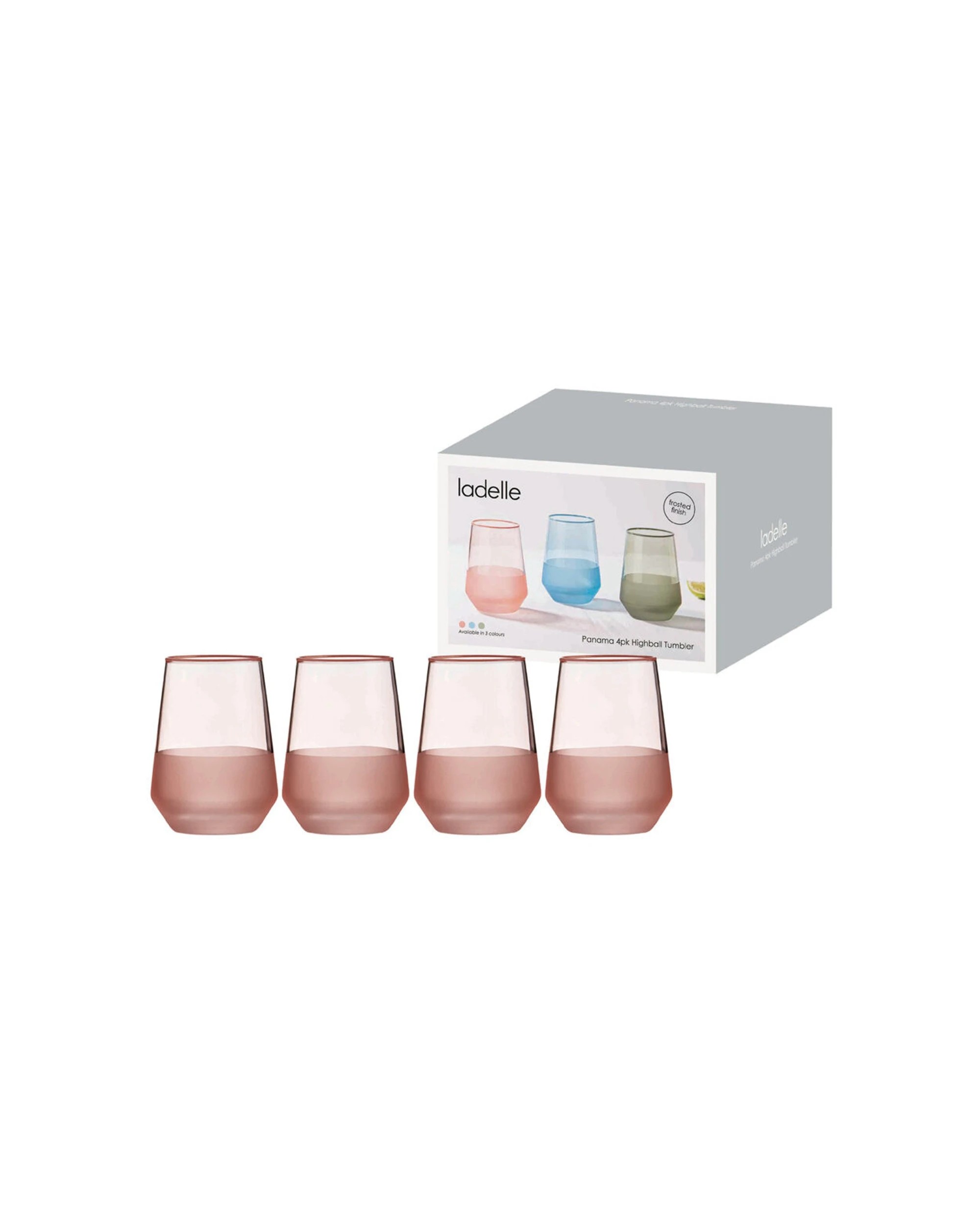 2 Ladelle 4pc Panama Drinking Glass Durable Tumbler Kitchen Glassware Coral - Pink, 2 of 2
