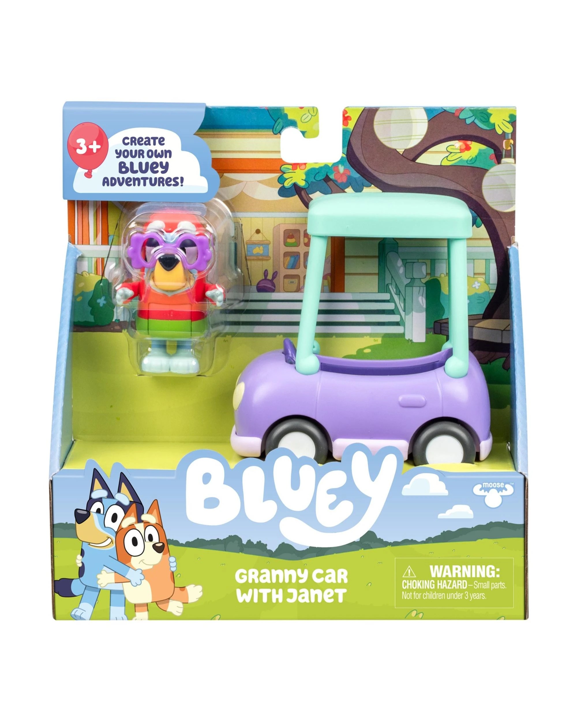 1 Moose Toys Bluey Granny Car and Janet Mini Figure Vehicle Playset, 1 of 6