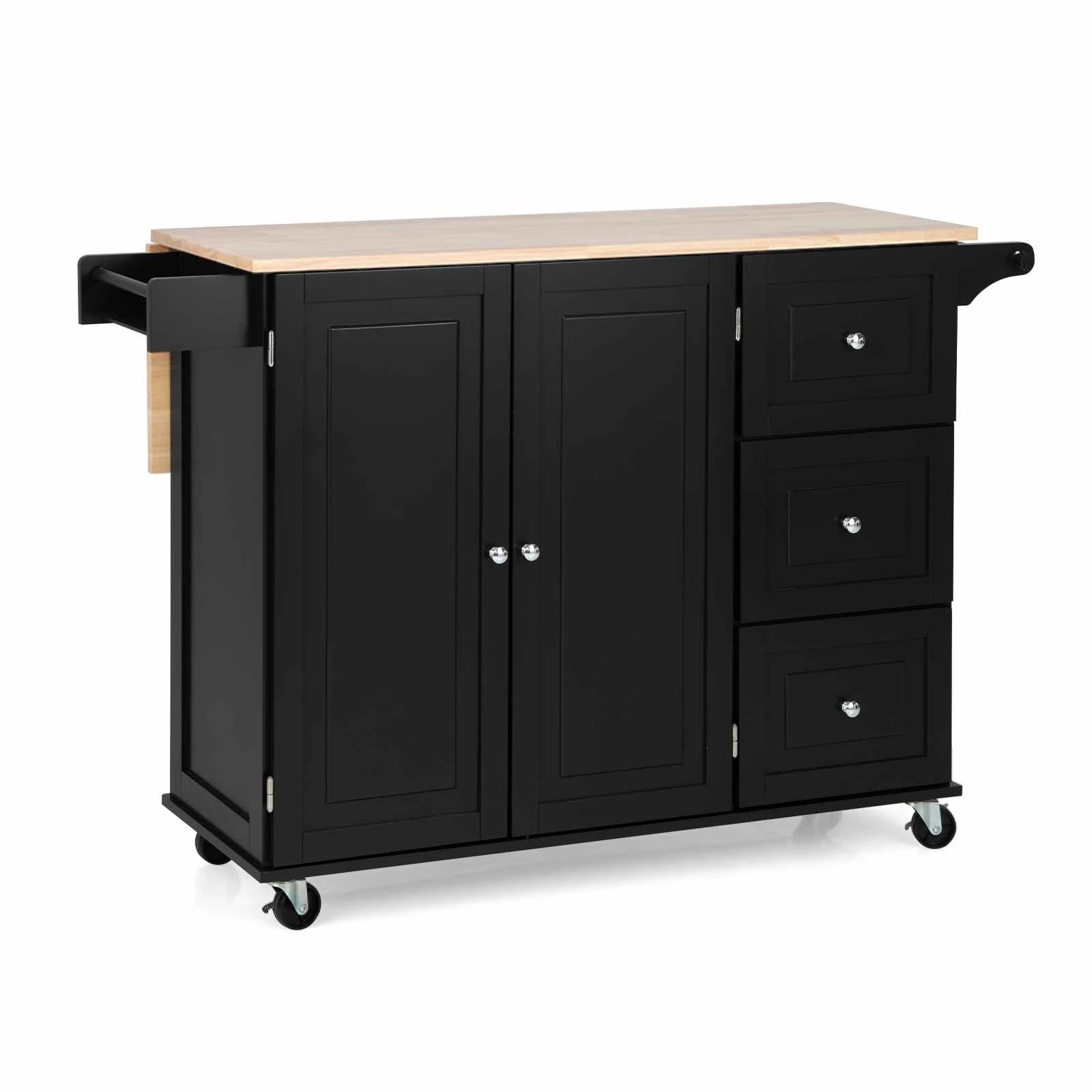 1 Costway Rolling Kitchen Island Sideboard Trolley Buffet Cart - Black, 1 of 3