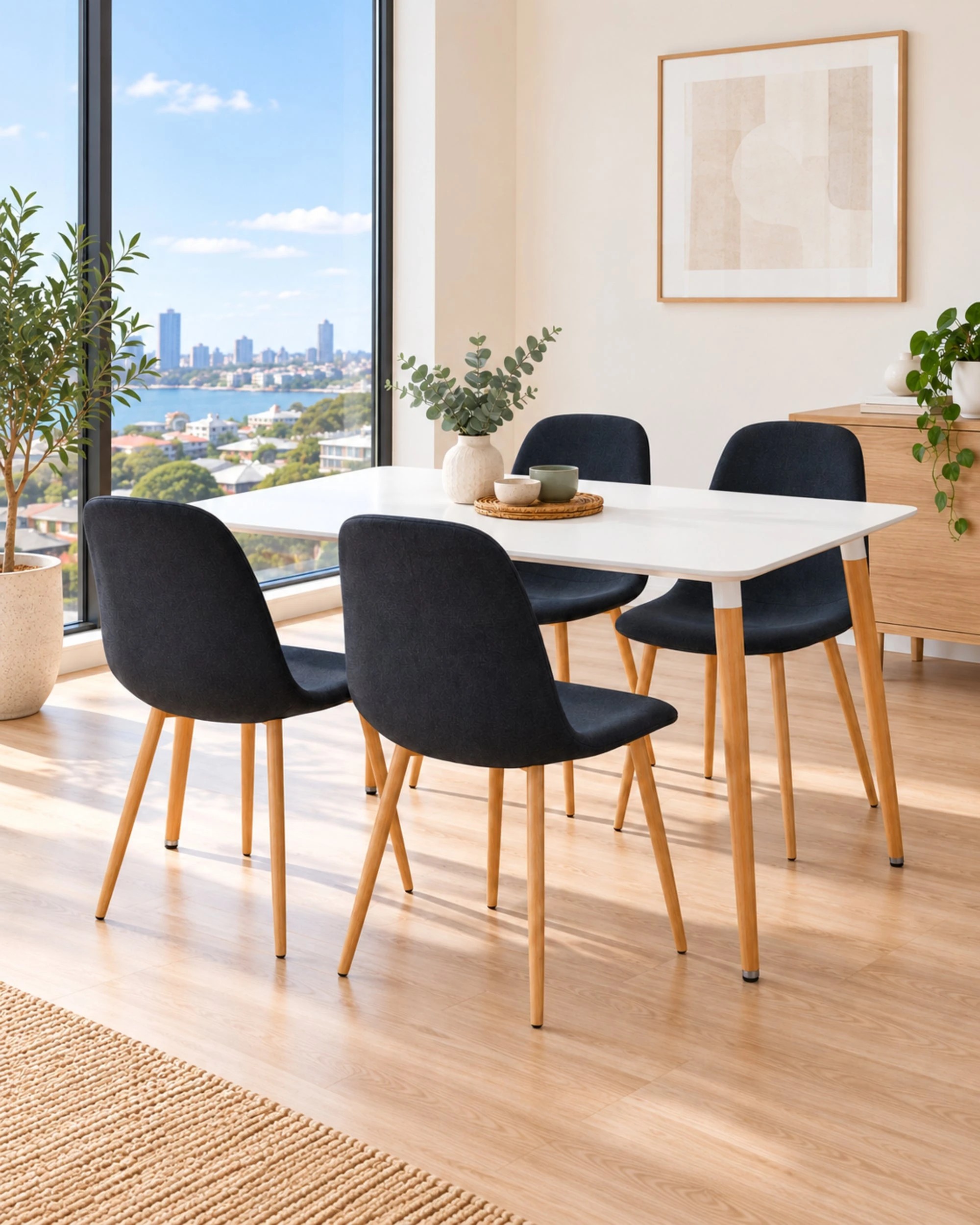 3 Foret 5 Piece Dining Set 120cm Table 4 Chairs White Dark Grey, 3 of 10