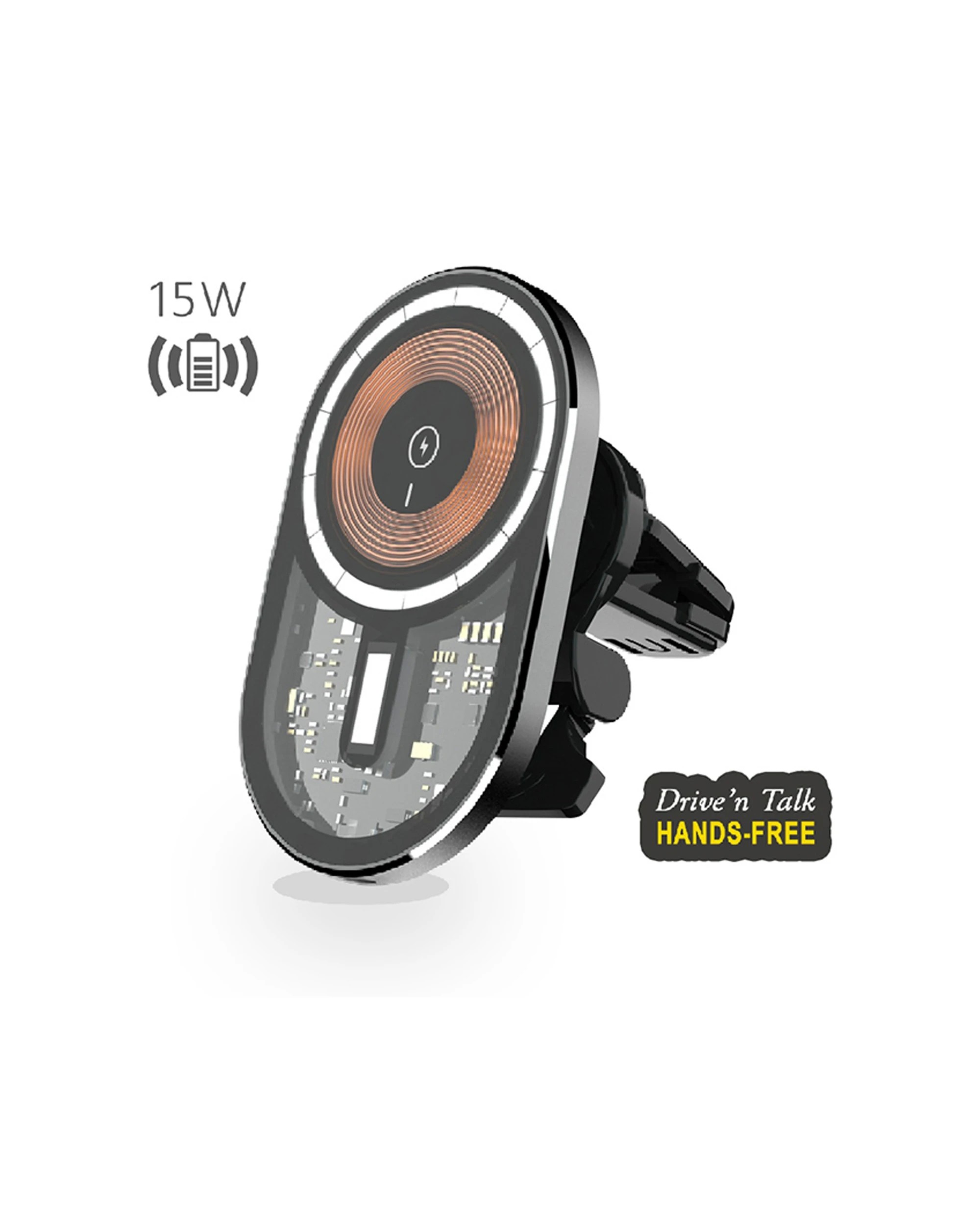 2 Sansai Magnetic Wireless Hands Free Car Phone Charger 15W For iPhone - Black, 2 of 5