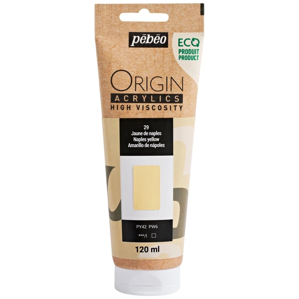 1 Pebeo Origin Acrylic Paint 120mL Naples Yellow, 1 of 3