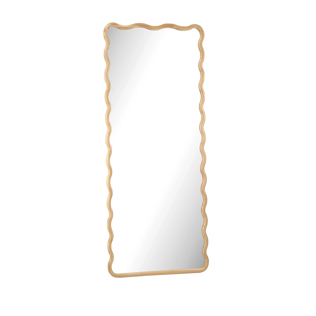 1 Oikiture Wooden Full Length Mirror 165x60cm Wavy Dressing Floor Mirrors
 - Natural, 1 of 9