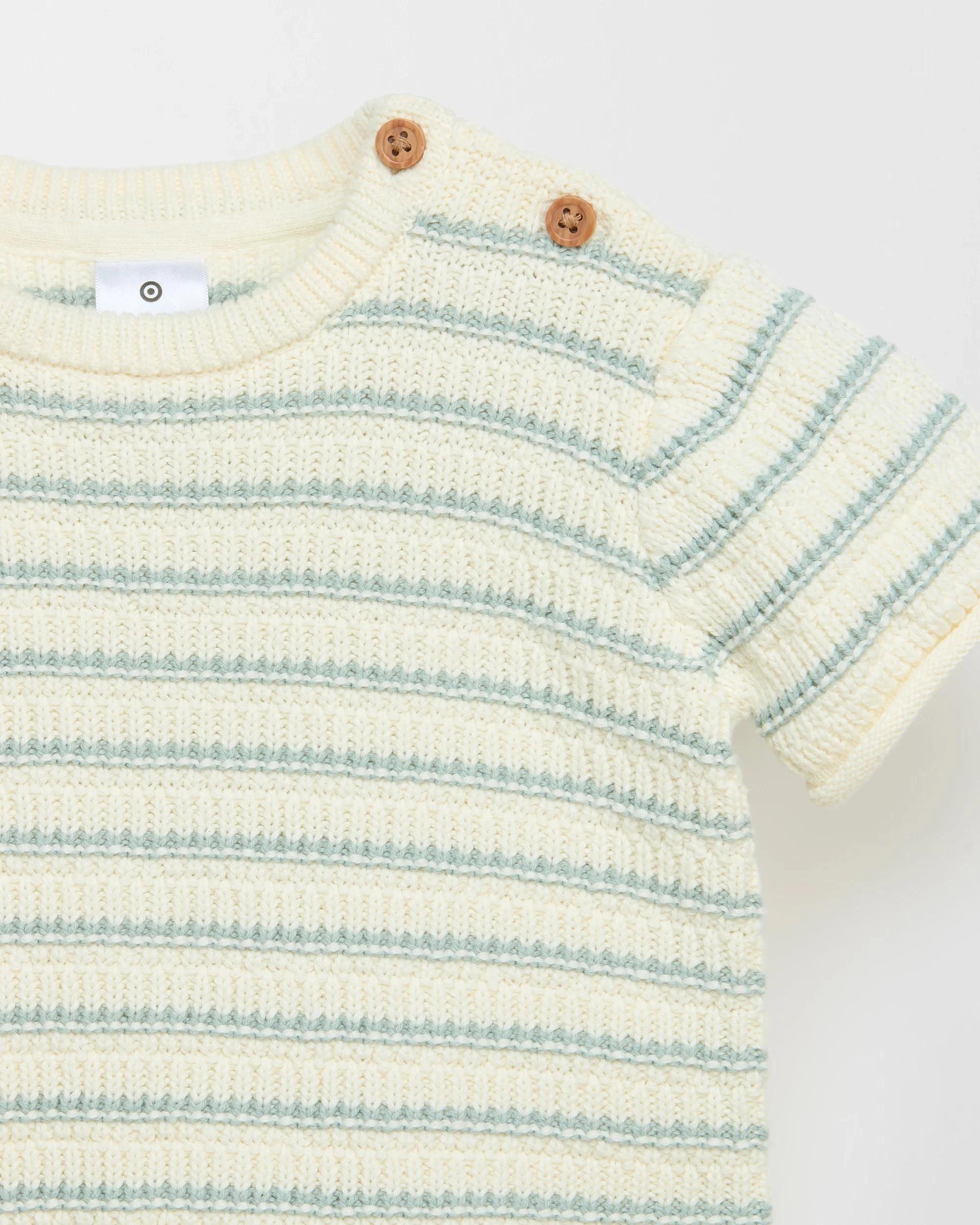 2 Target Baby Organic Cotton Baby Knit Top & Shorts 2 Piece Set MINT STRIPE, 2 of 3