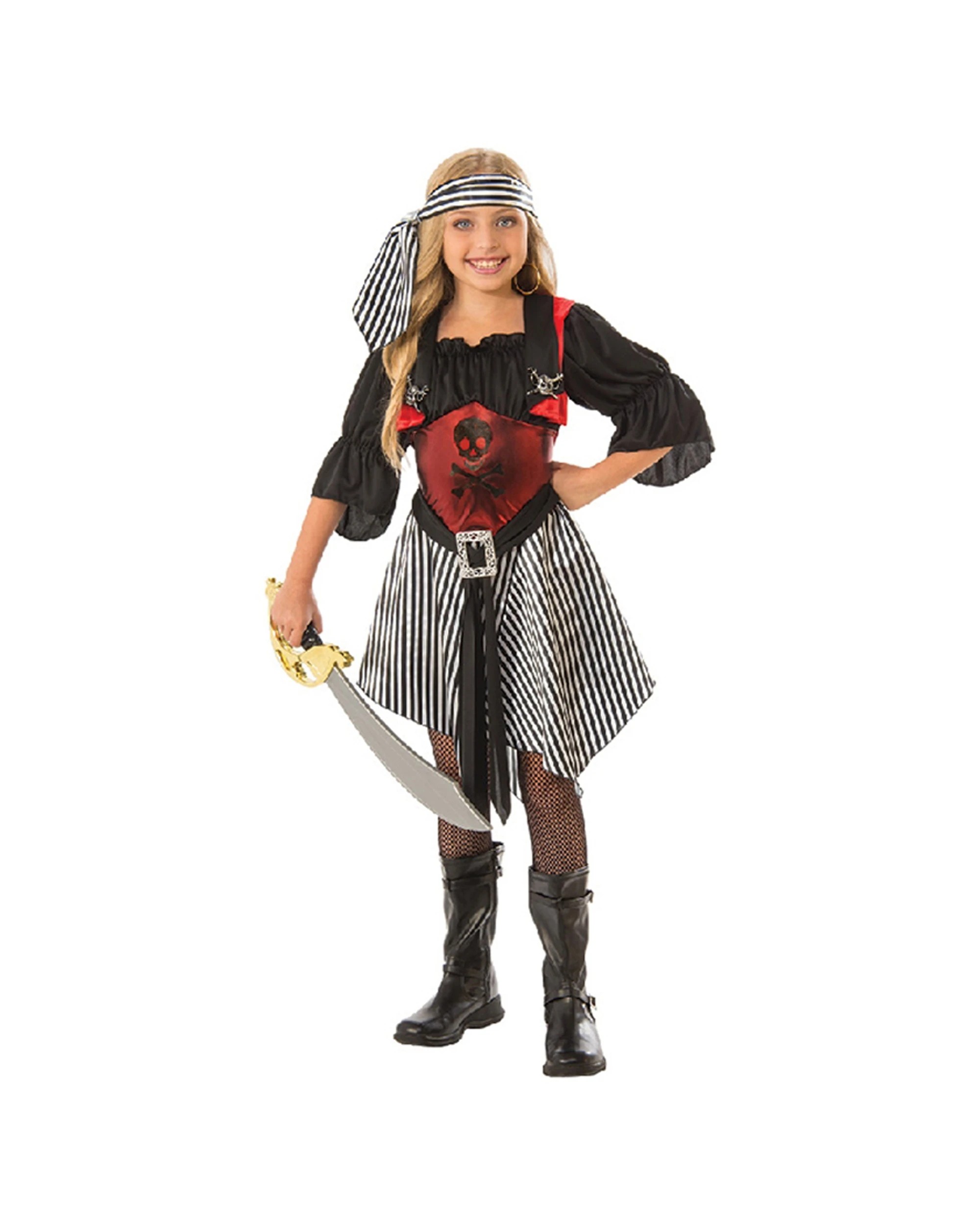 1 Rubies Crimson Pirate Girls Dress Up Costume Kids - Red, 1 of 3
