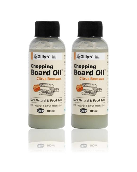 Gillys 2PC Chopping Board Oil Food Safe Beeswax 100mL Bottle for Kitchen Timber - Citrus