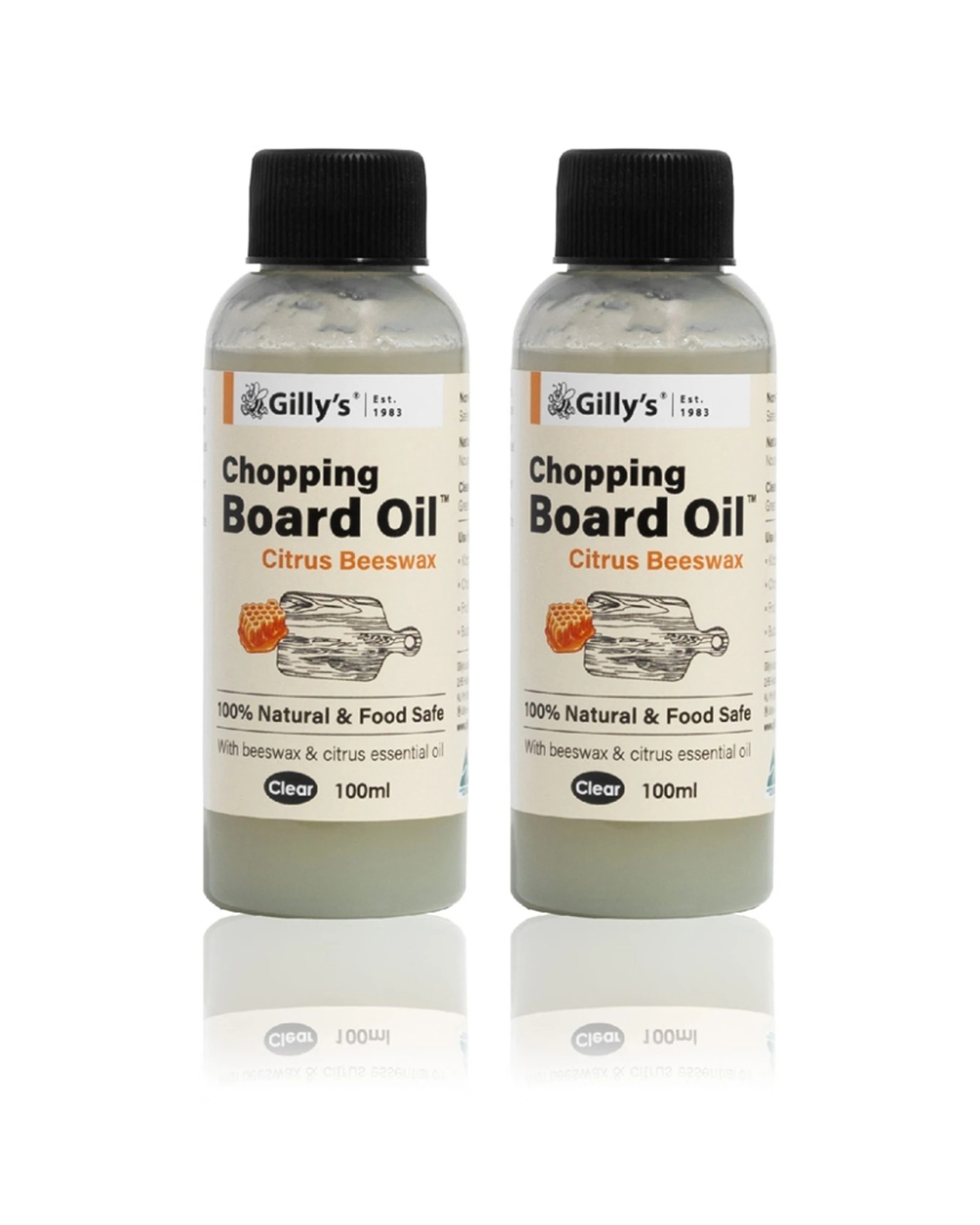 1 Gillys 2PC Chopping Board Oil Food Safe Beeswax 100mL Bottle for Kitchen Timber - Citrus, 1 of 1