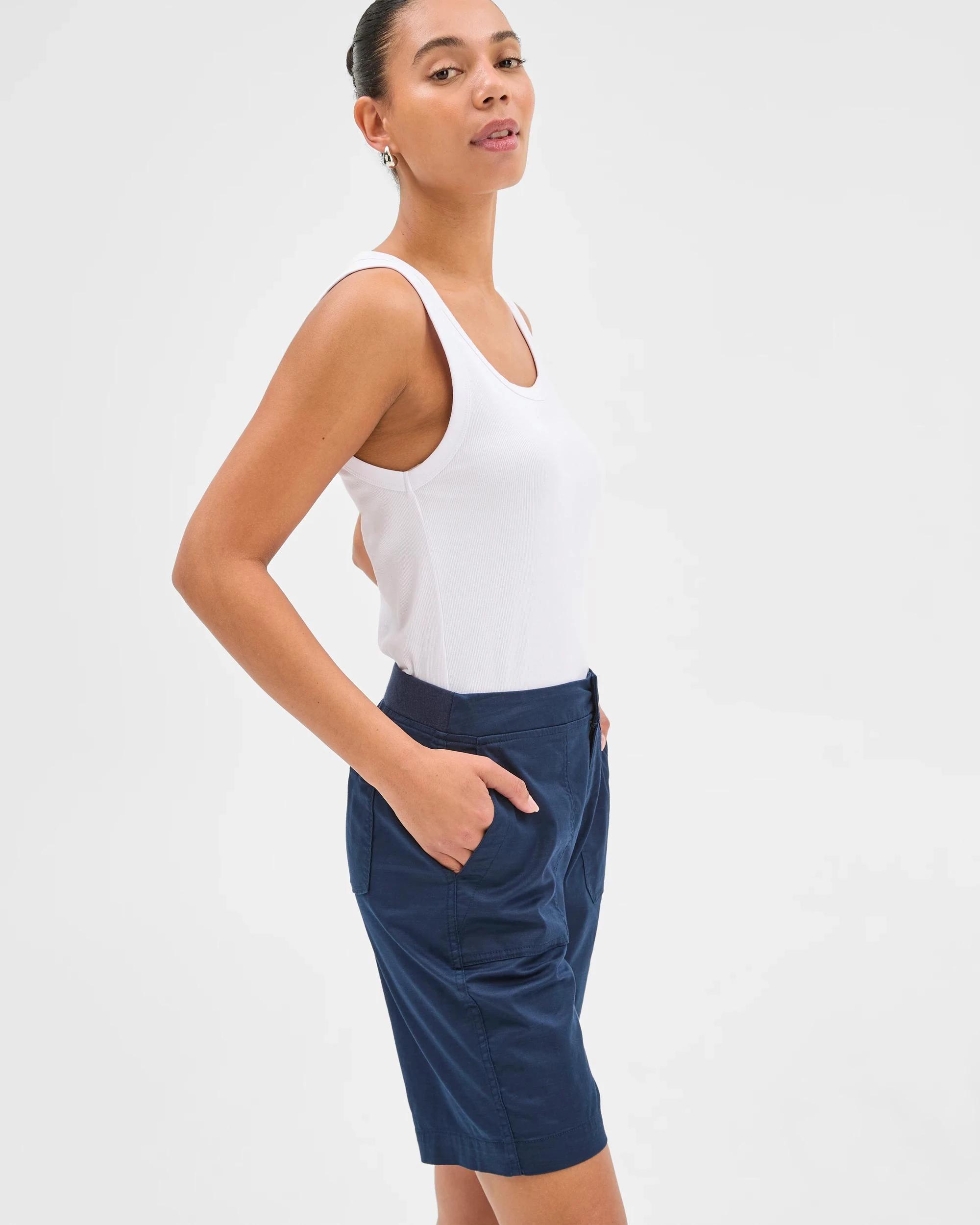 3 Target Ribbed Waist Shorts NAVY BLUE, 3 of 5