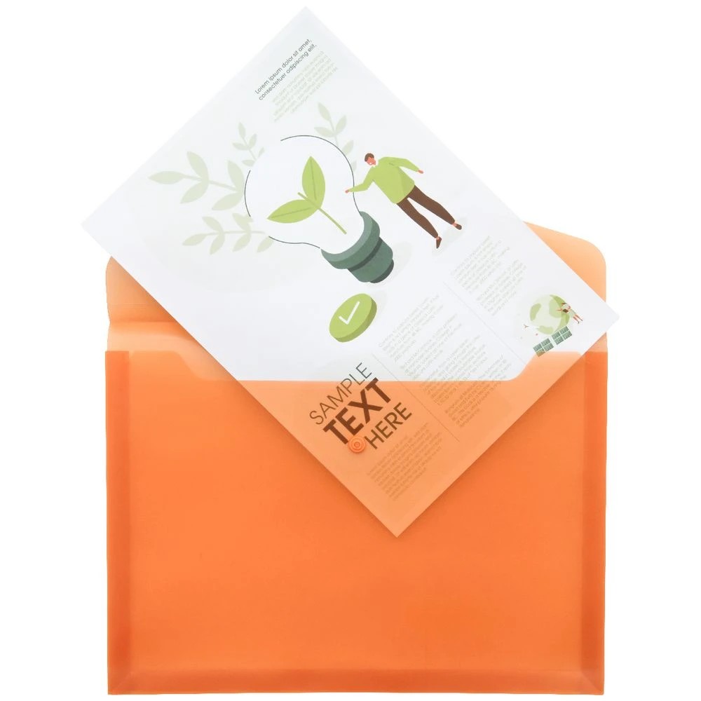 4 J.Burrows A4 Button Document Wallet Orange, 4 of 5